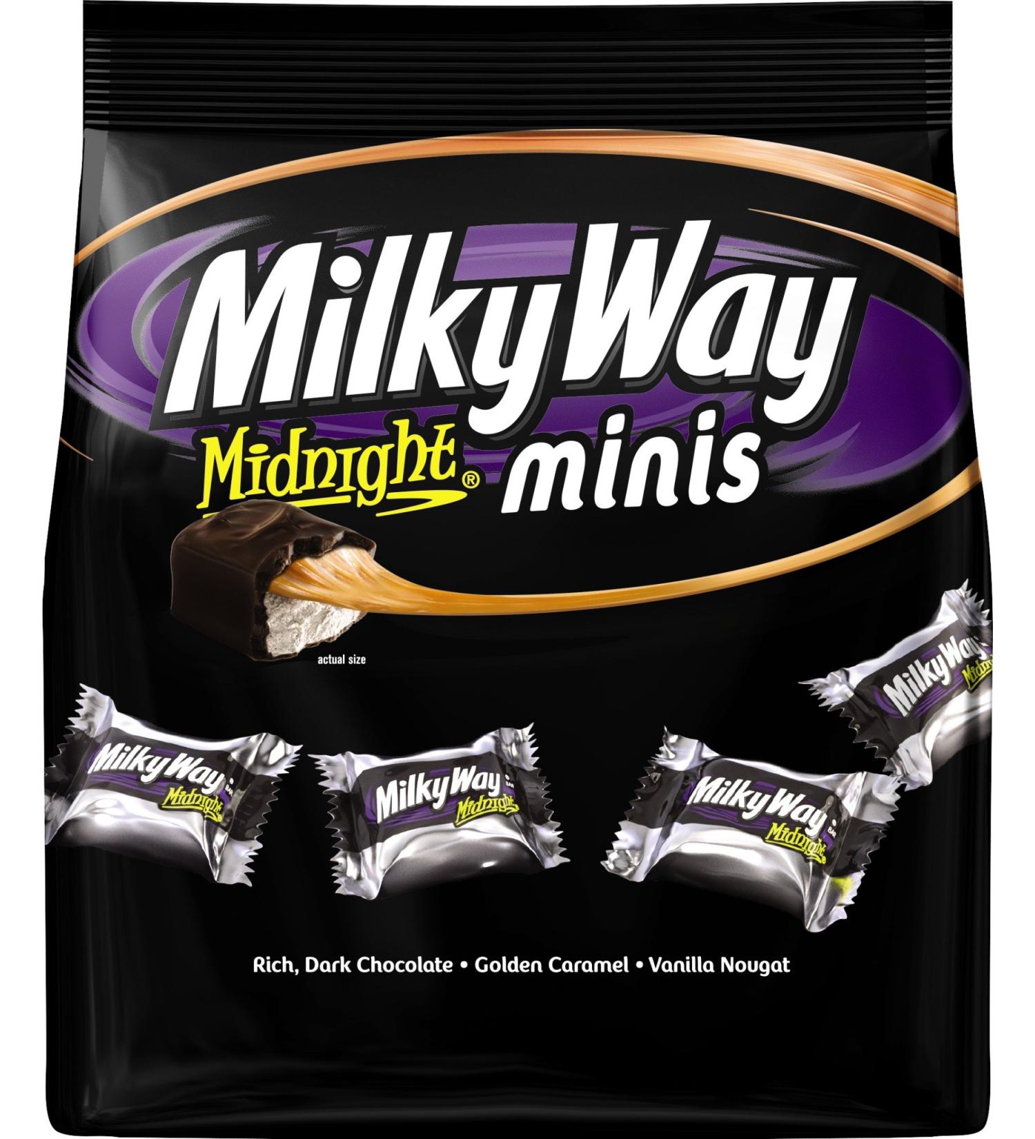 Milky Way Midnight Dark Chocolate Minis Size Candy Bars Bag, 8.9 Oz (Pack of 3) Dark Chocolate 8.9 Ounce (Pack of 3)