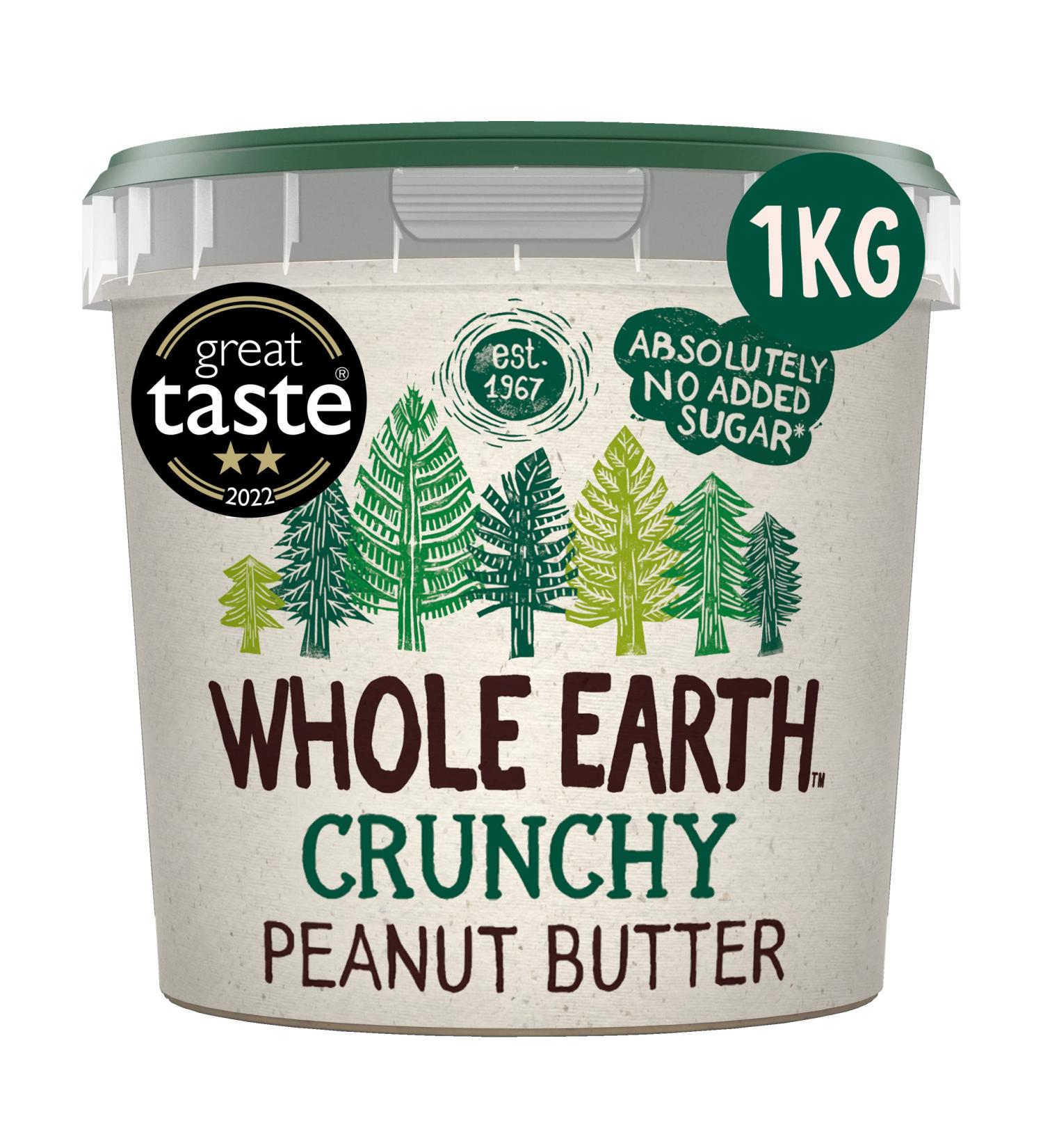 Whole Earth Crunchy Peanut Butter | Original Nut Spread Made with All Natural Ingredients | No Added Sugar Gluten Free Vegetarian & Vegan Friendly Catering (1 x 1 kg Tub) Crunchy 1.00 kg (Pack of 1) - Buy Online on GoSupps.com