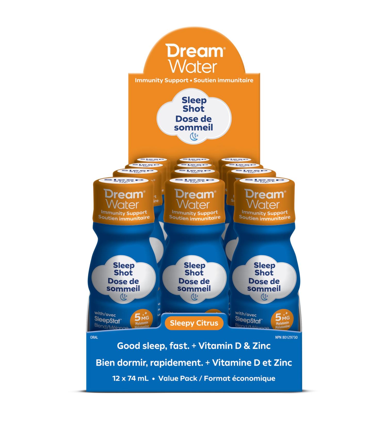 Dream Water Immunity Support Sleep Aid Drink Supplement - Sleepy Citrus - 12 Pack 2.5 oz Each - Buy Online on GoSupps.com