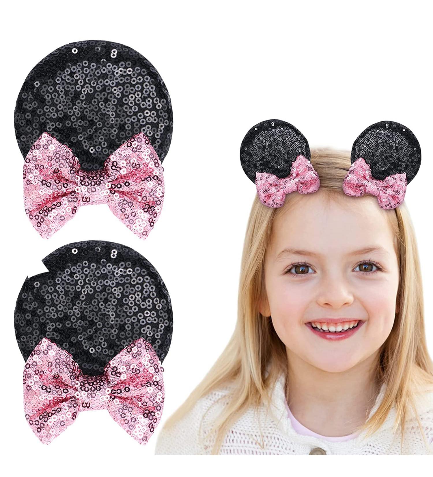 2PCS Pink Sequin Mouse Ears Hair Clips - Perfect for Birthday Parties & Costumes - Buy Online on GoSupps.com