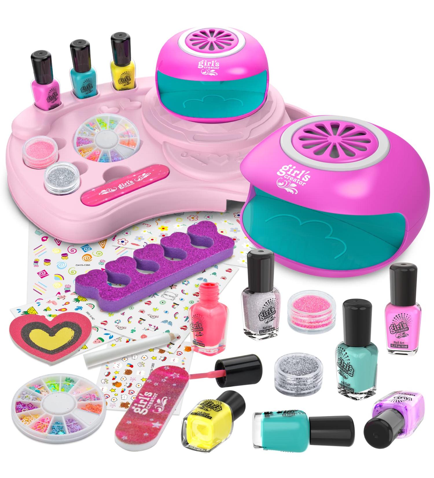 Amagoing Nail Polish Kit for Girls 6-12 | Kids Nail Art Salon Set with Nail Dryer & Glitter Polish | Perfect Birthday Gift & Spa Party Favor - Buy Online on GoSupps.com