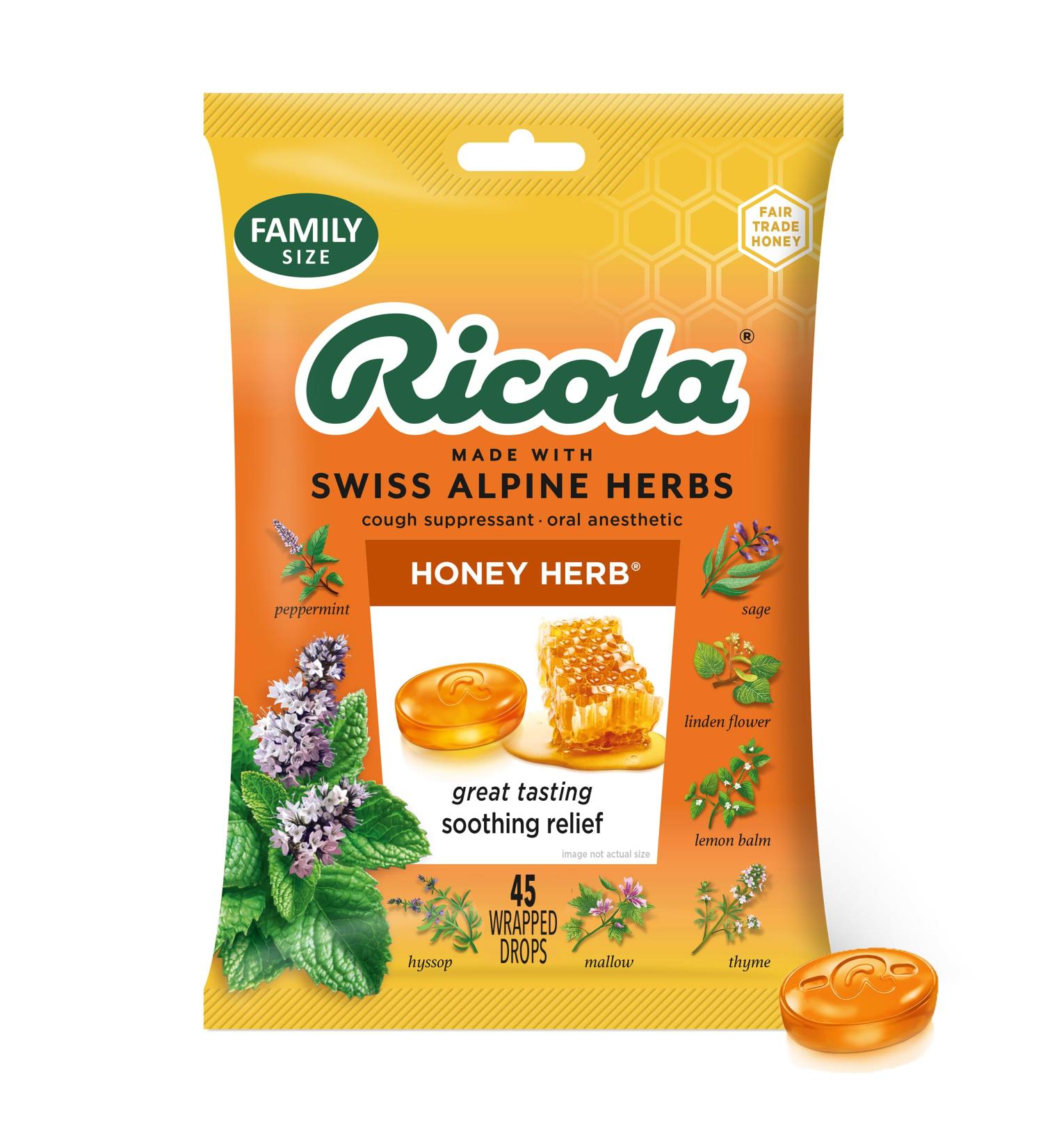 Ricola Family Pack Honey-Herb Throat Drops - 45 Drops - Buy Online on GoSupps.com