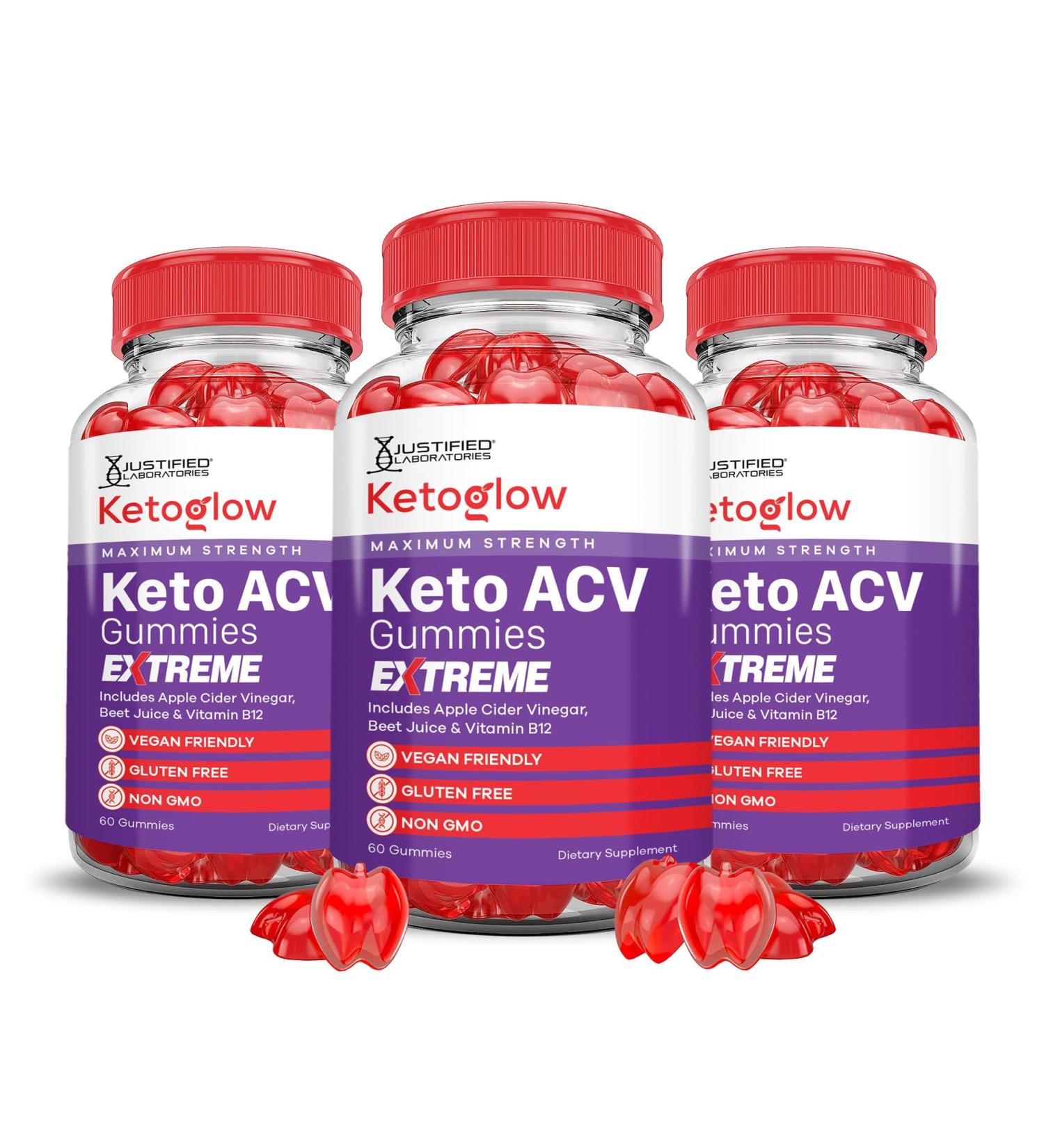(3 Pack) Keto Glow Keto ACV Gummies Extreme 2000MG Ketoglow Keto Gummies Apple Cider Vinegar Formulated with Pomegranate Beet Juice Powder B12 Vegan Non GMO 180 Gummys 60 Count (Pack of 3) - Buy Online on GoSupps.com