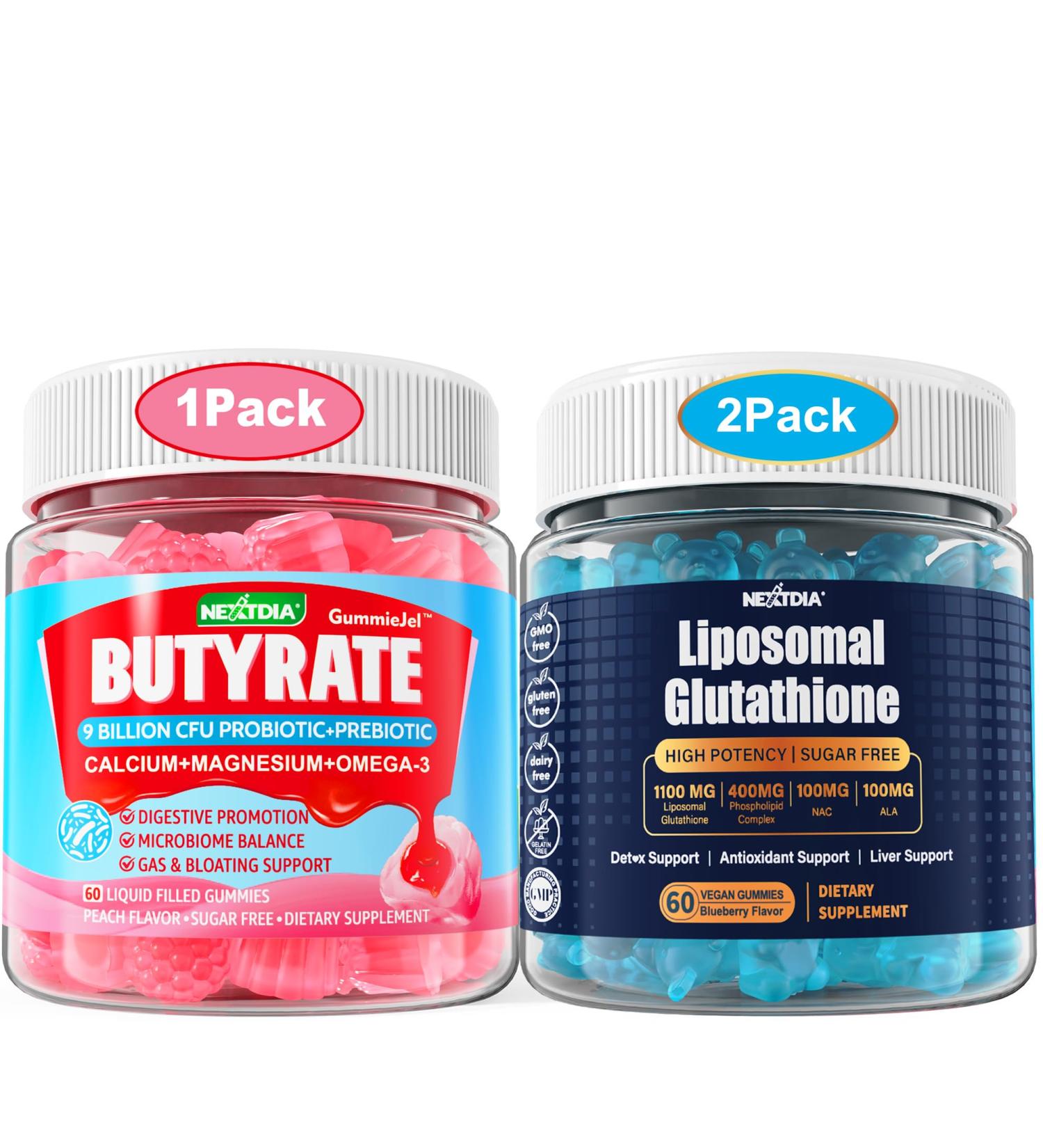 Nextdia Product Image Butyrate Gummies with Probiotic + Prebiotic + Postbiotic+Liposomal Glutathione Gummies - Buy Online on GoSupps.com