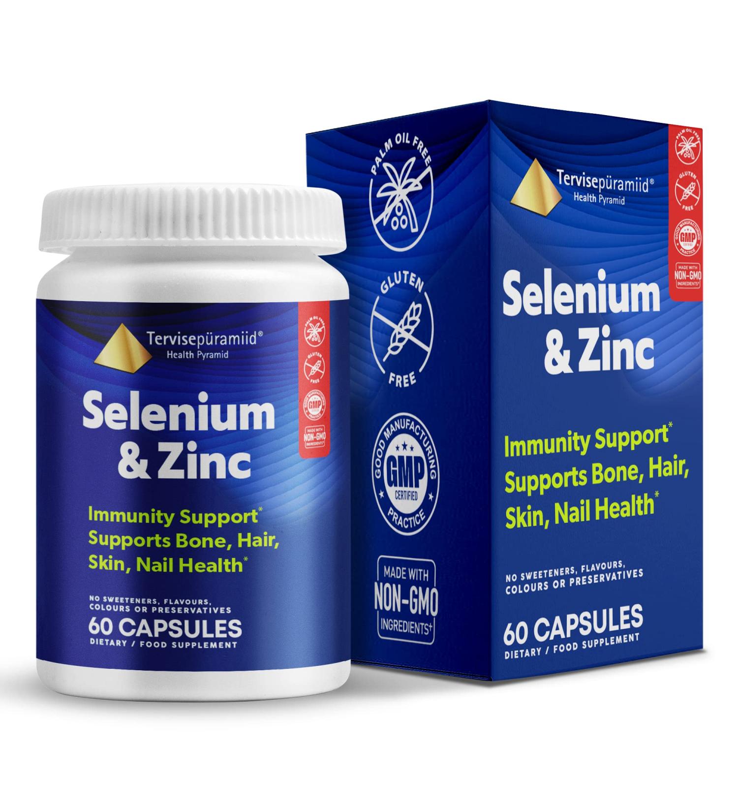 Health Pyramid Selenium & Zinc Supplement for Nail, Bone, Skin & Hair Health - Immunity Support - Buy Online on GoSupps.com