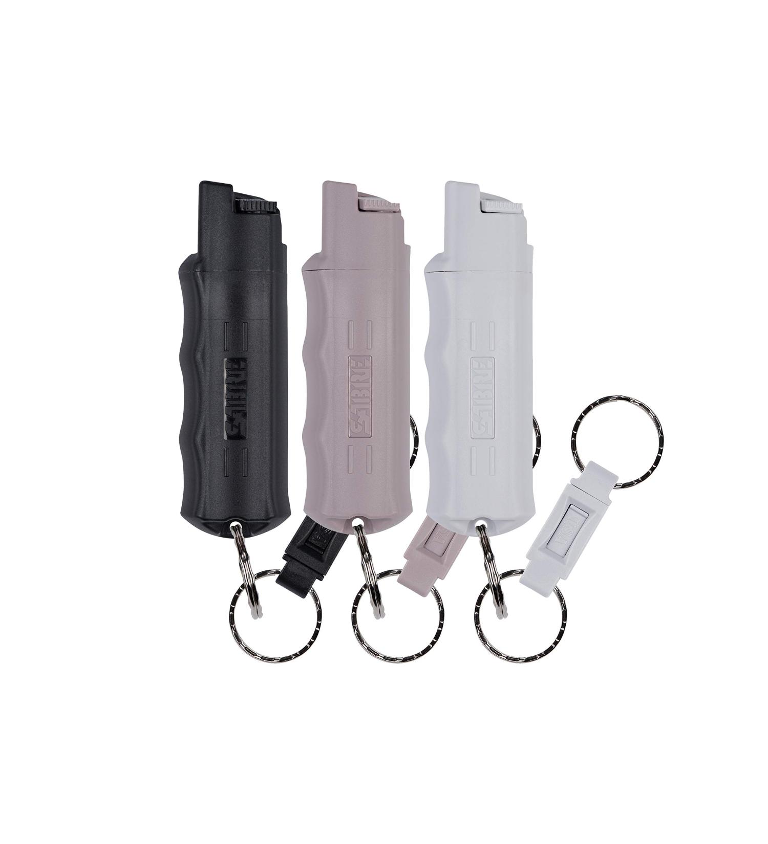 SABRE Pepper Spray 3-Pack: Maximum Police Strength OC Spray with Quick Release Keychain, Finger Grip for Accuracy, 25 Bursts, Multi Color - Easy to Carry and Use - Buy Online on GoSupps.com