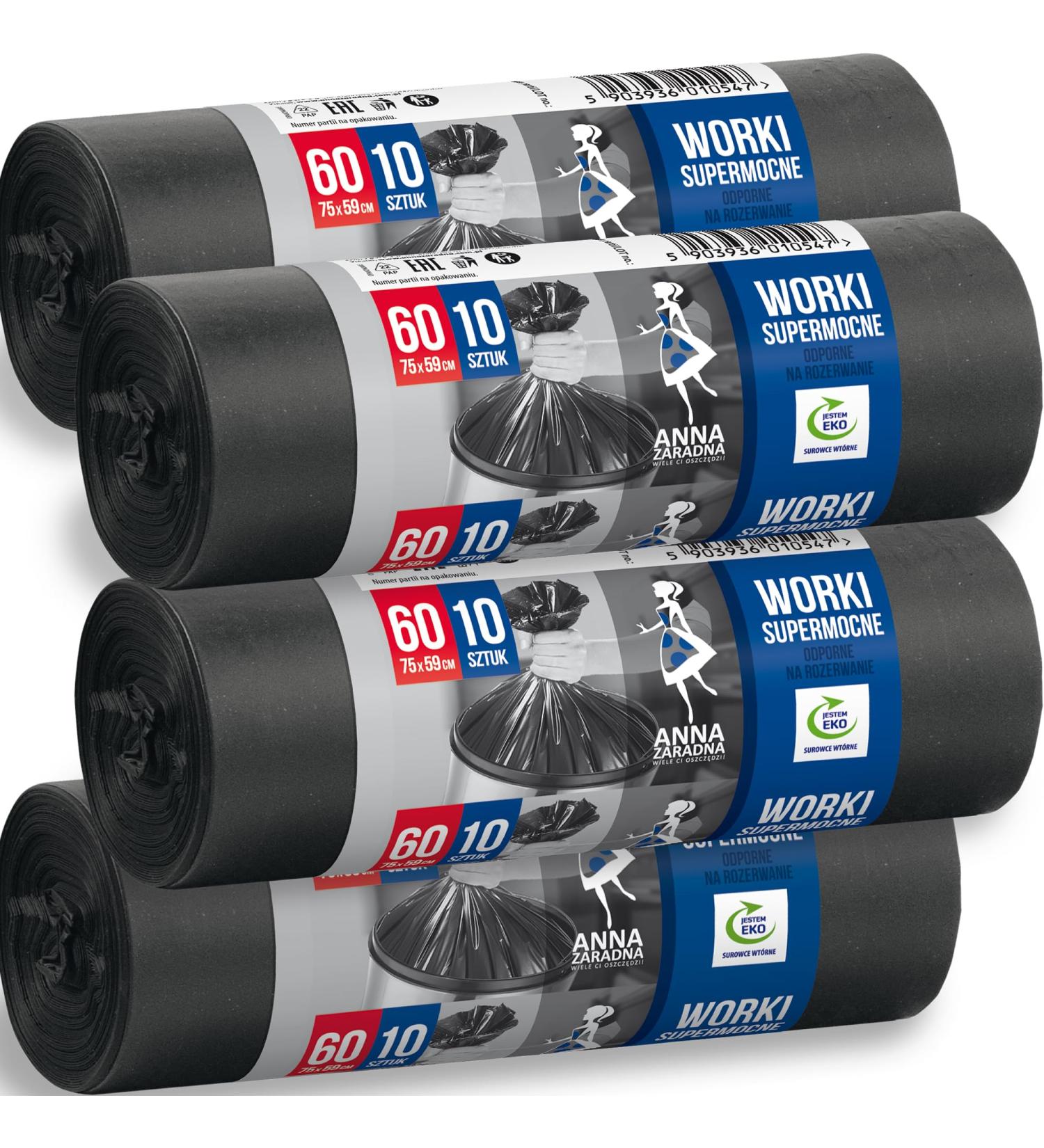 60L Super Strong Garbage Bags - 40 Pack | 100% Recycled | Traditional Closure | Durable Household & Garden Solutions - Buy Online on GoSupps.com