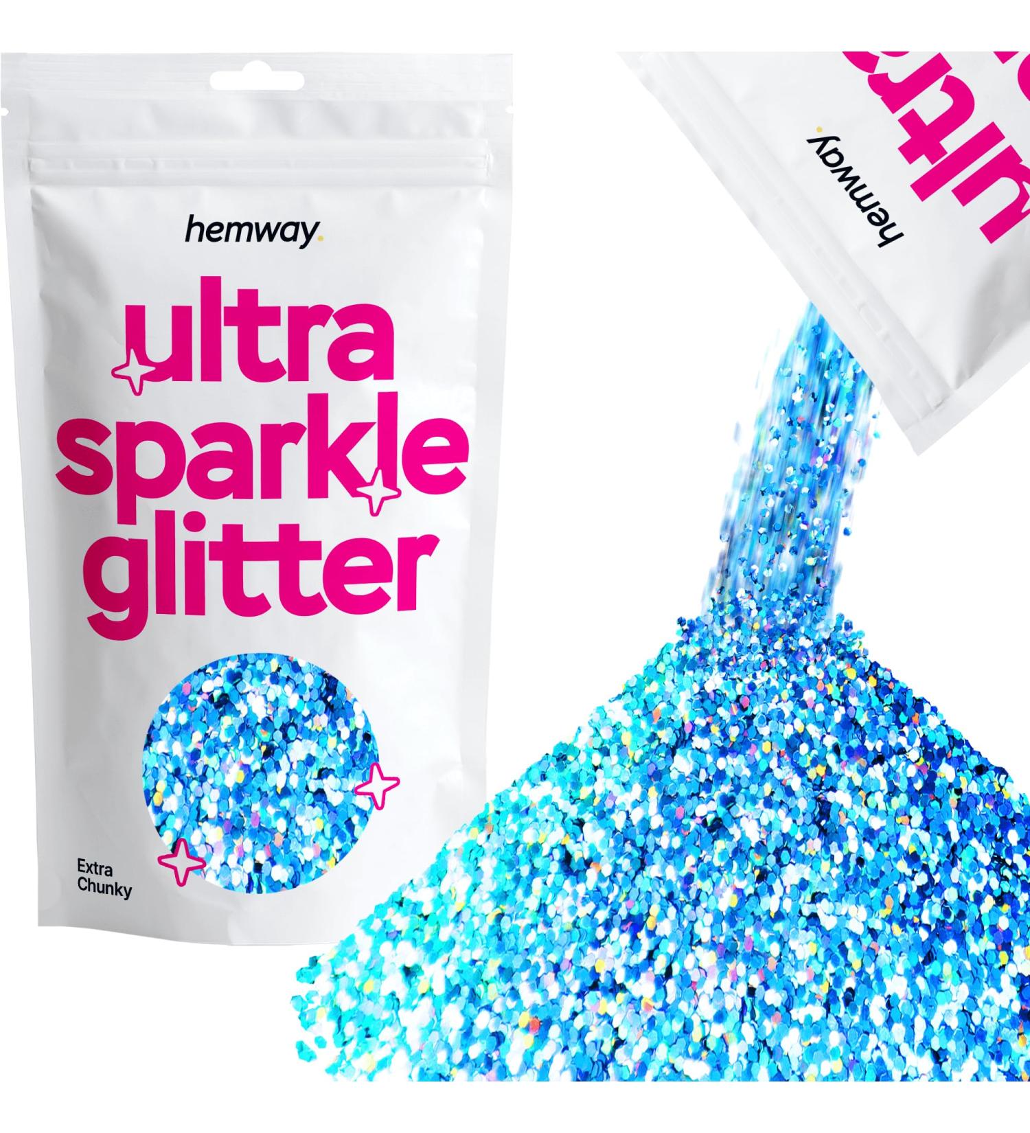 Hemway Ultra-Shine Extra Chunky Glitter 100g - Ocean Blue Holographic - Buy Now for Stunning Crafts & Decorations Ships Internationally! - Buy Online on GoSupps.com