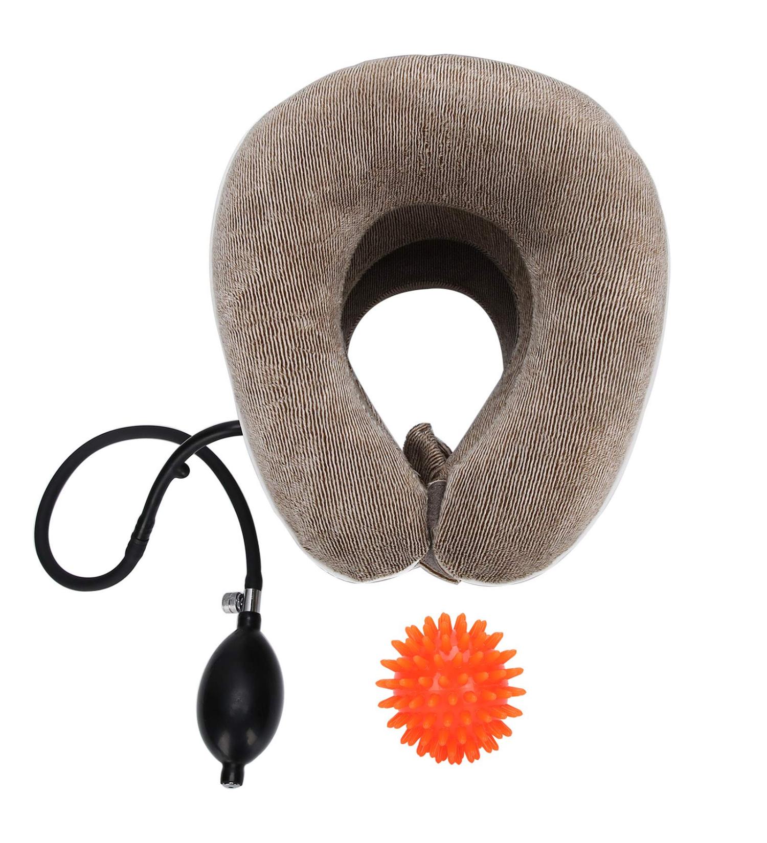 Inflatable Neck Traction Device & Massage Ball - Ultimate Neck Support & Care Tools - Brown - Buy Online on GoSupps.com