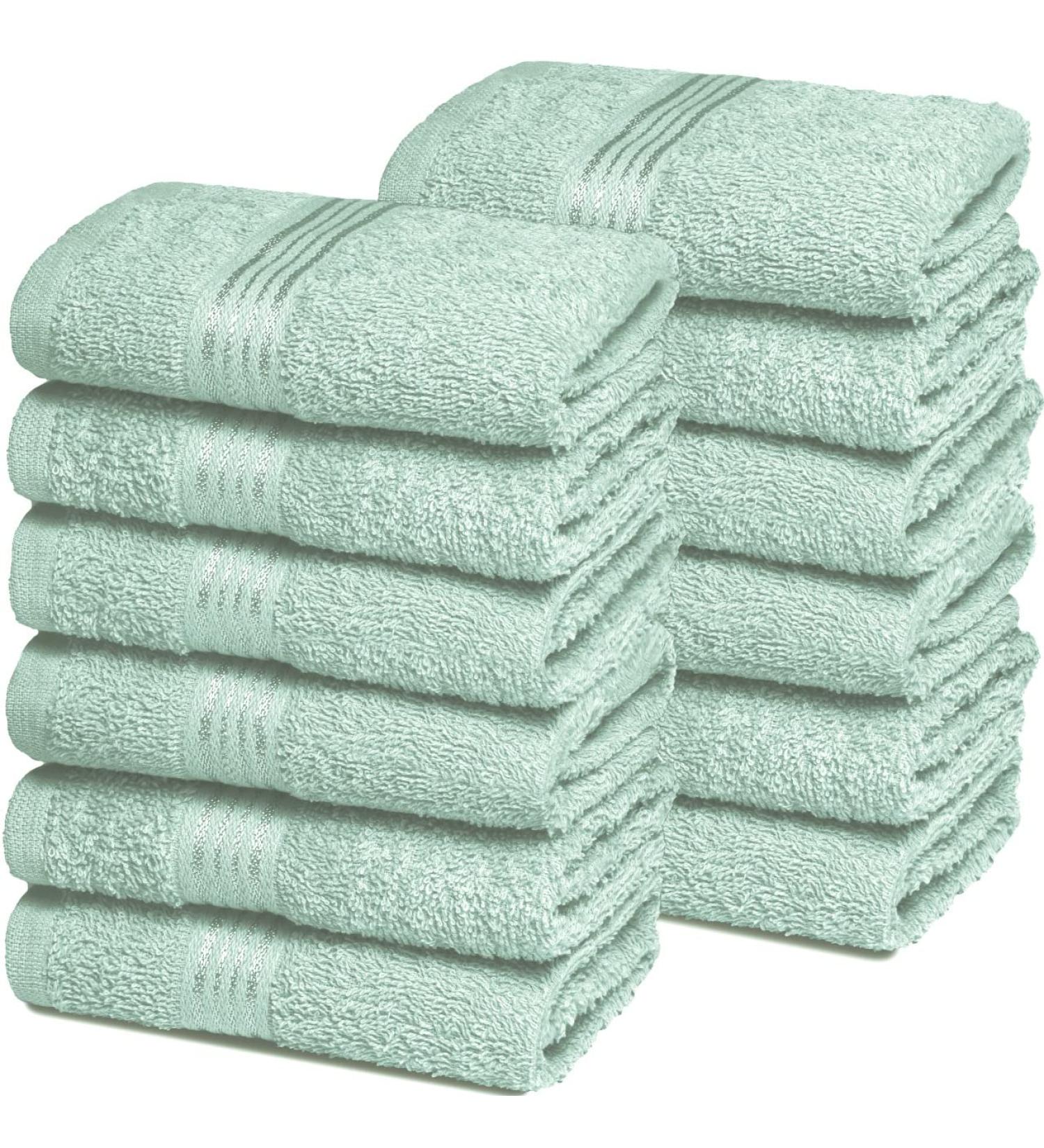 Belizzi Home Ultra Soft Cotton Washcloths - 12 Pack 12x12 inch Face Cloths in Sea Green, Compact & Lightweight for Everyday Use - Buy Online on GoSupps.com