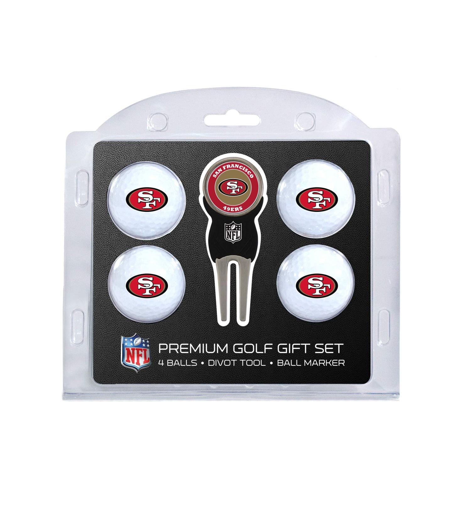 Team Golf NFL Regulation Size Golf Balls (4 Count) & Divot Tool with Removable Double-Sided Magnetic Marker San Francisco 49ers One Size Multi Team Colors