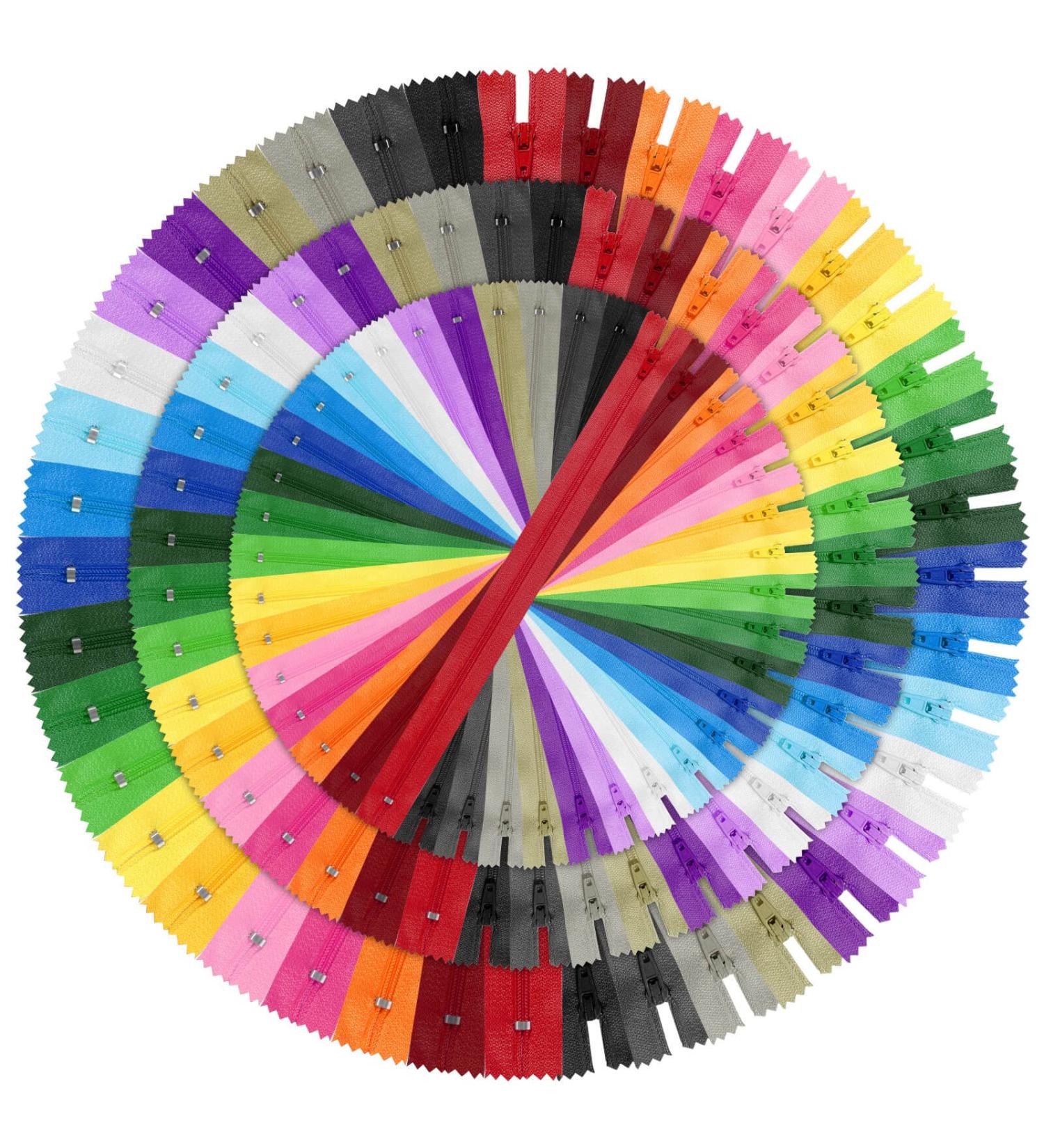 120pcs Assorted Nylon Zippers for Sewing - Bulk Zippers for Bags, Pouches, Pillow Covers & Crafts - Buy Online on GoSupps.com