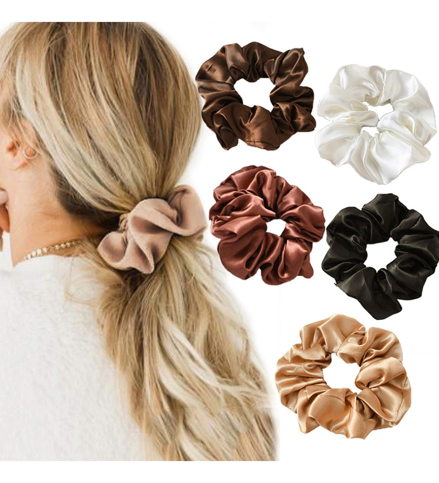 Silk Hair Scrunchies - Soft Satin Ponytail Holder for Women & Girls (Blue) - Buy Online on GoSupps.com
