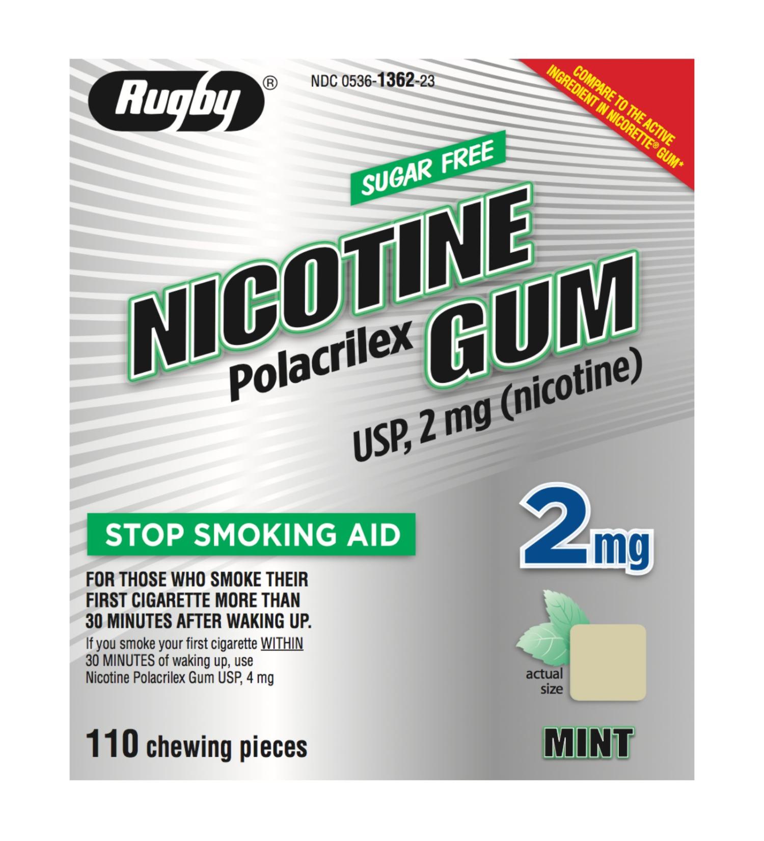 NICOTINE GUM 2MG MINT NICOTINE POLACRILEX-2 MG off white 110 CT UPC 305361362232