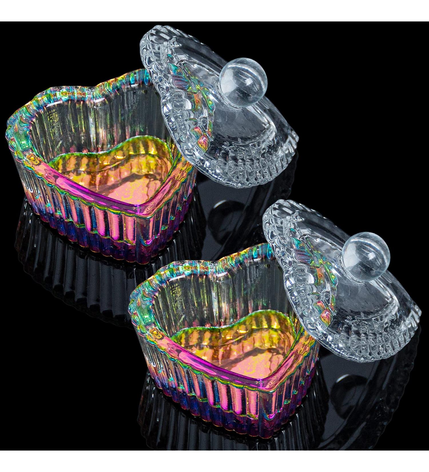 AORAEM 2PCS Nail Tips Art Dappen Dish with Lid - Glass Crystal Cup for Acrylic Liquid Powder - Professional and Home Use - Heart Shape - Buy Online on GoSupps.com