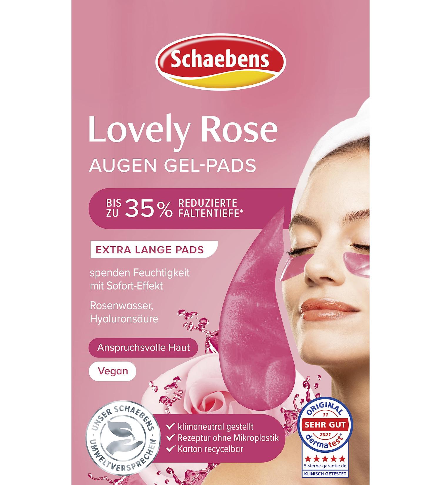 Schaebens Lovely Rose Eye Gel Pads reduces dark circles and puffiness - more moisture and radiance VEGAN