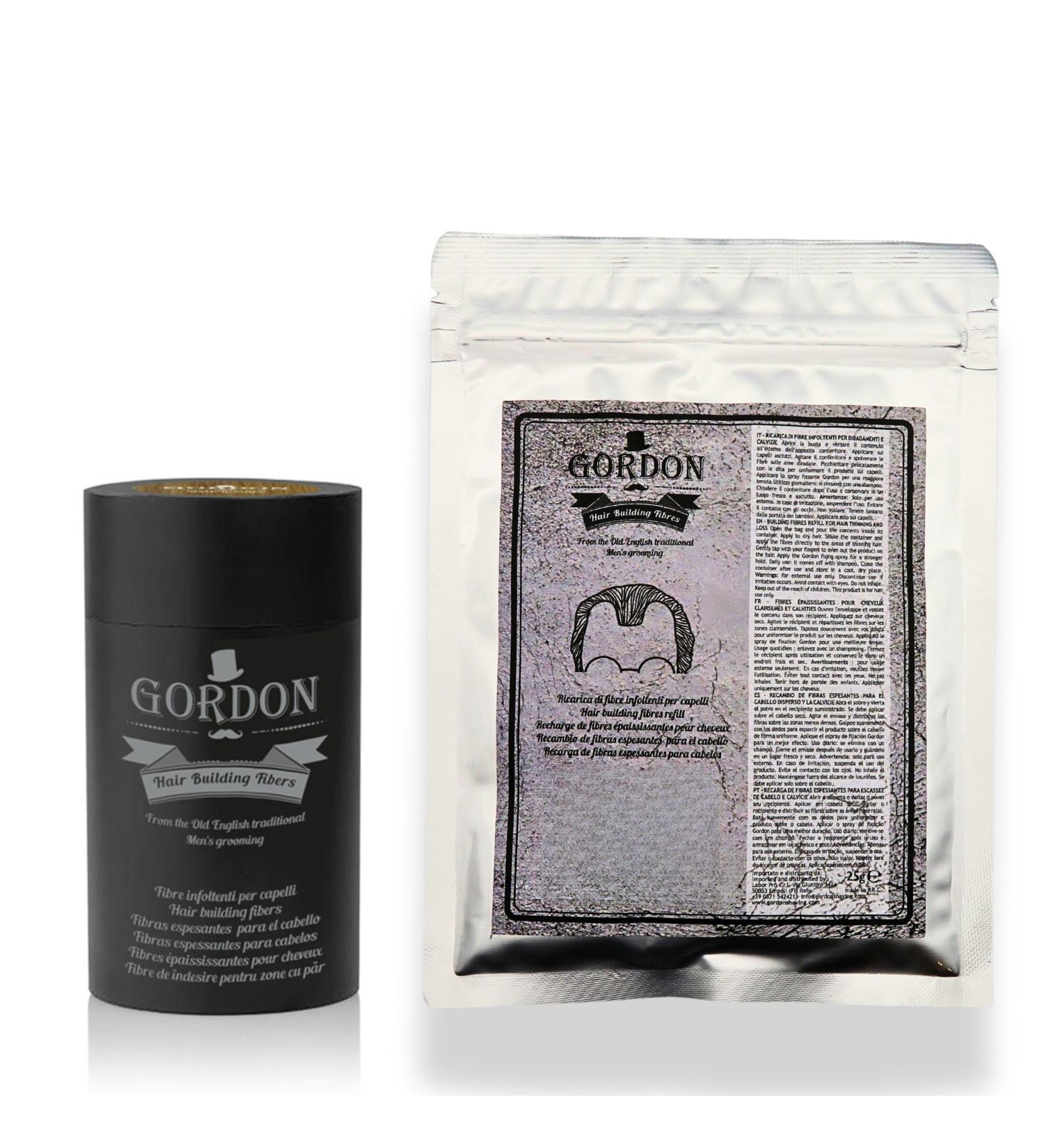 Gordon Fibres capillaires Fibres paississantes (22 g) + recharge de 25 g dans un sachet refermable couverture instantan e pour cheveux clairsem s (ch taignier fonc marron fonc ) - Buy Online on GoSupps.com