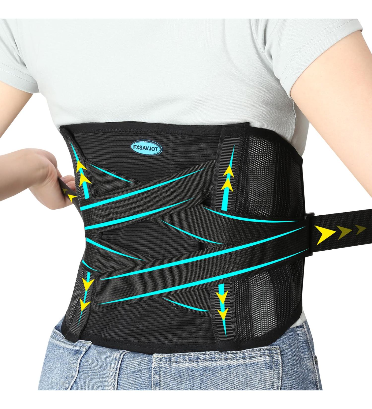Professional Lower Back Brace - Pain Relief Support Belt for Men & Women | Breathable Lumbar Support with 7 Stays & Adjustable Straps (Medium Black - Buy Online on GoSupps.com