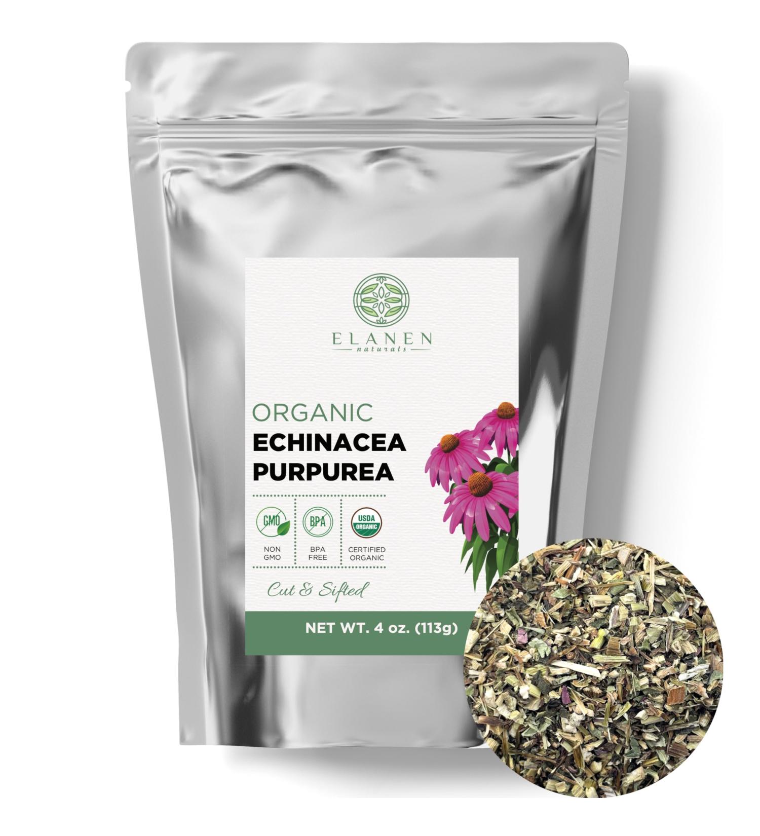 Organic Echinacea Purpurea Tea - USDA Certified 4 oz Dried Purple Coneflower Herb Premium Loose Cut & Sifted Echinacea for Immune Support - Buy Online on GoSupps.com