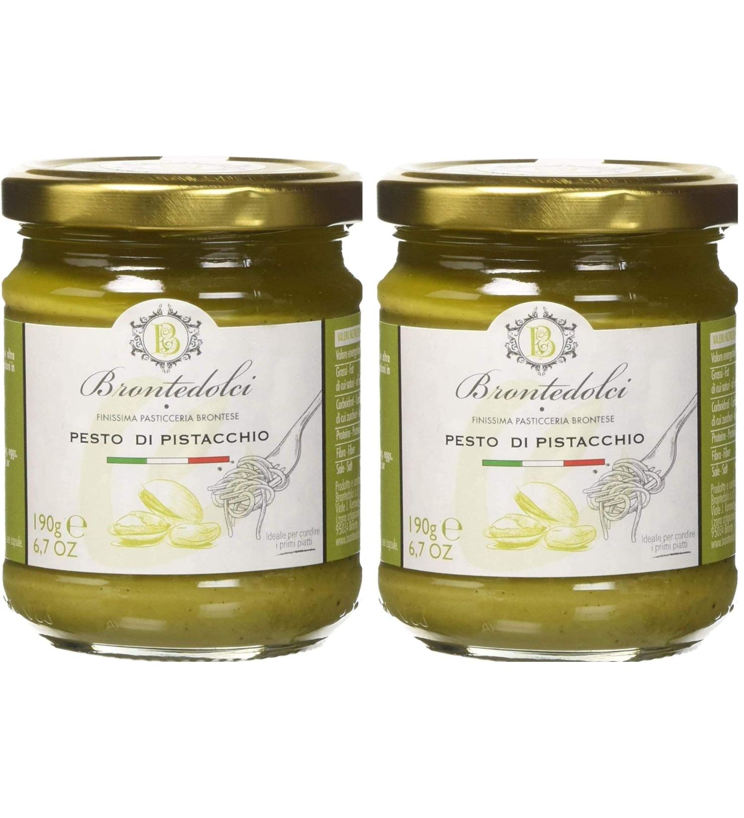 Buy 2 Pieces of Authentic Pistachio Pesto Pasta Sauce - 55% Bronte Pistachios (2 x 190g) - Premium Italian Flavor - Buy Online on GoSupps.com