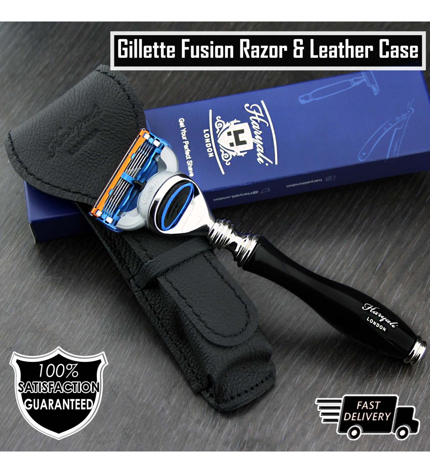 5 Edge Cartridge Razor in Black | Genuine Leather Pouch | Men's Shaving & Grooming Essentials | Perfect Travel Gift for Him - Buy Online on GoSupps.com