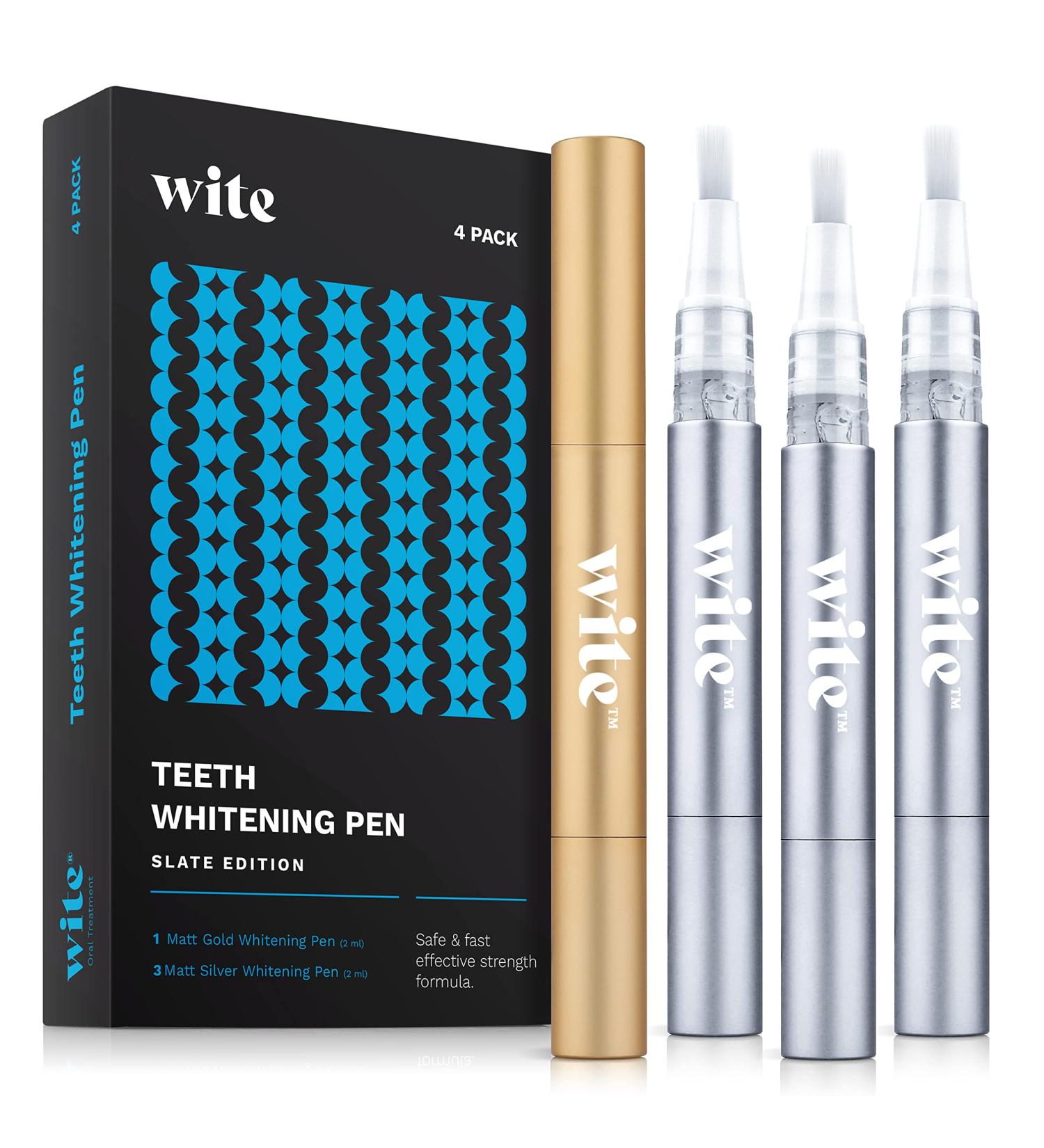 Teeth Whitening Pen 4 Pack - Whitening Pens for Bright Smile - Silver & Gold Mint Flavor - Buy Online on GoSupps.com
