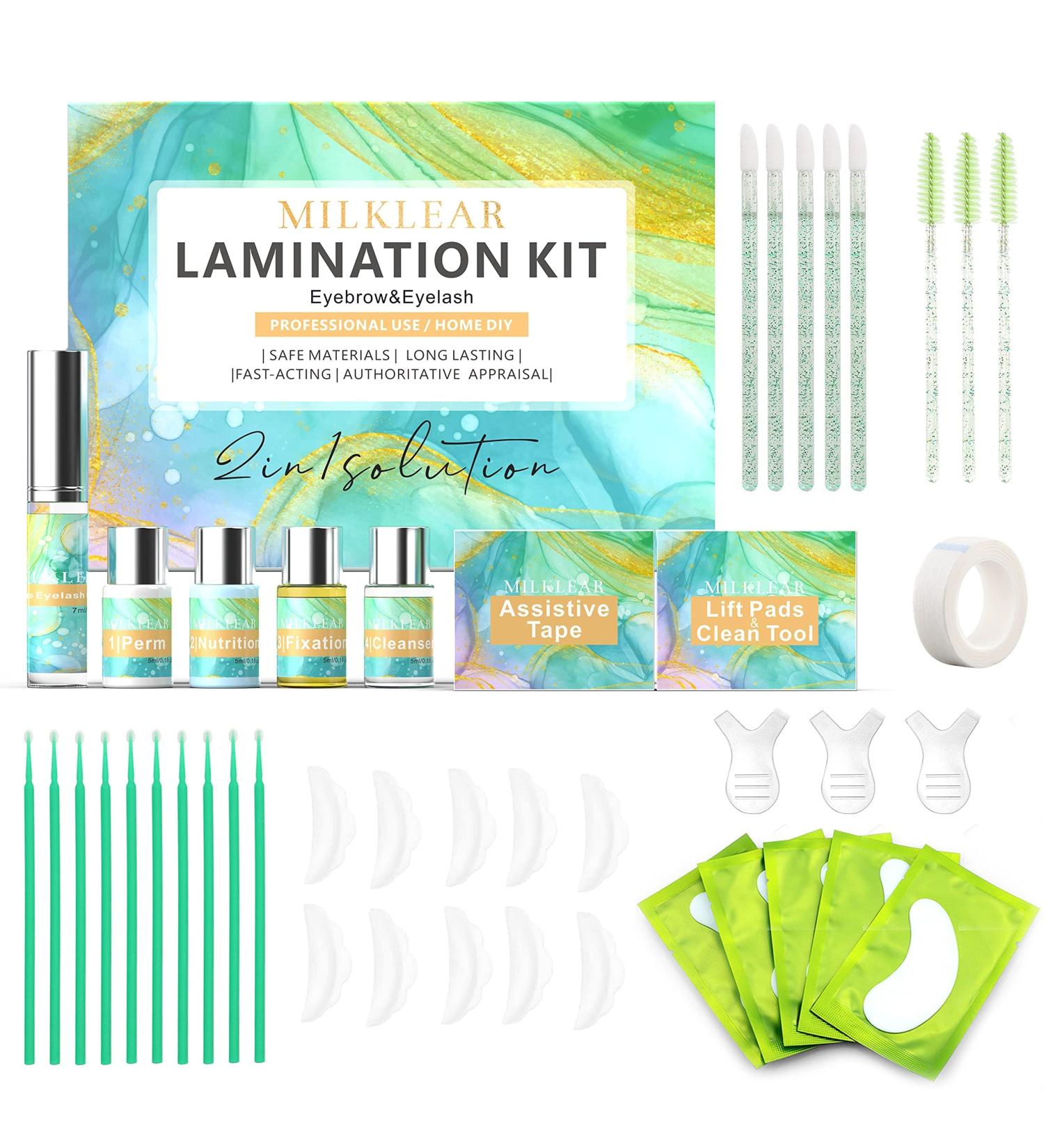 MILKLEAR Brow Lamination Kit - Professional 2-in-1 Upgrade for Fuller Eyebrows and Curled Lashes - Lasts 6 Weeks - DIY and Salon Use - Includes Eyebrow Brush and Tools - Buy Online on GoSupps.com