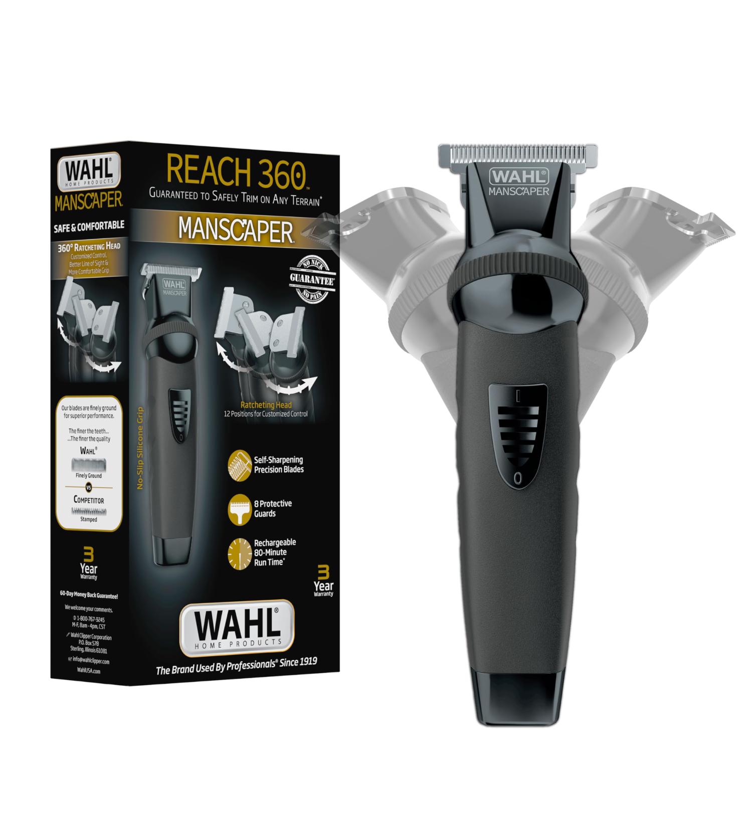 Wahl Manscaper Reach 360 Cordless Body & Beard Trimmer for Men - Precision Grooming with No-Slip Grip | Model 3025951 | International Shipping Available - Buy Online on GoSupps.com