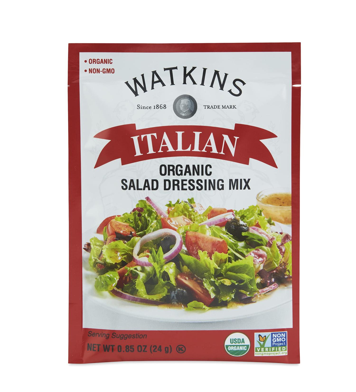 Organic Watkins Italian Salad Dressing Mix 0.85 oz (12-Pack) - Authentic Flavor in Convenient Packets - Buy Online on GoSupps.com