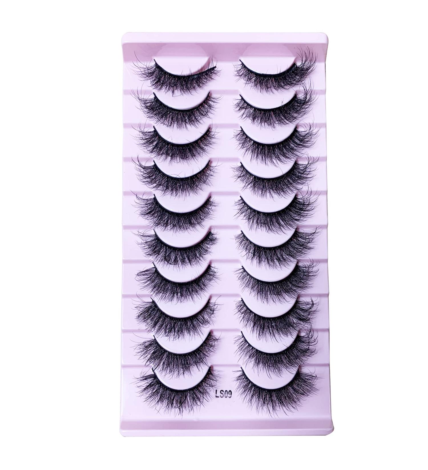 False Faux Mink Cat Eye 8D Wispy Lashes - 10 Pairs Pack for Dramatic Natural Look (15mm-8mm) - Buy Online on GoSupps.com