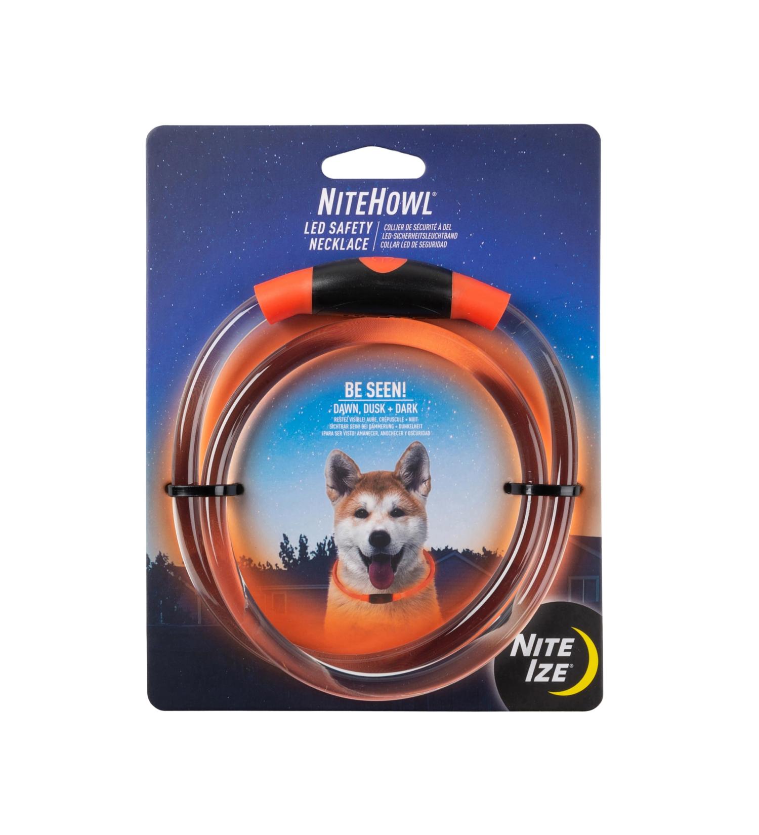 Nite Ize NiteHowl LED Safety Necklace - Light Up Dog Necklace with LED Lights - Dog Accessories for Night - Replaceable Batteries Orange - Buy Online on GoSupps.com