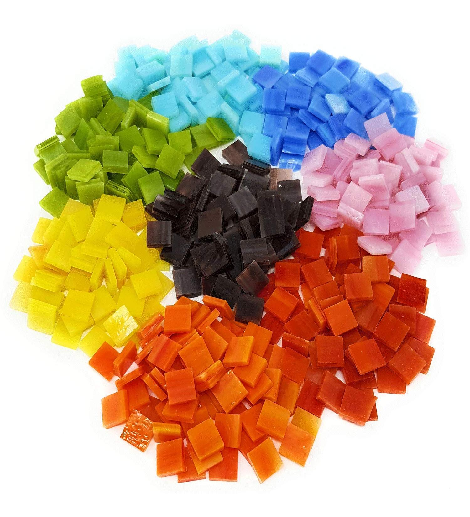 480 Piece Colorful Mosaic Tiles Pack - Assorted Stained Glass DIY Supplies in 8 Colors - Buy Online on GoSupps.com