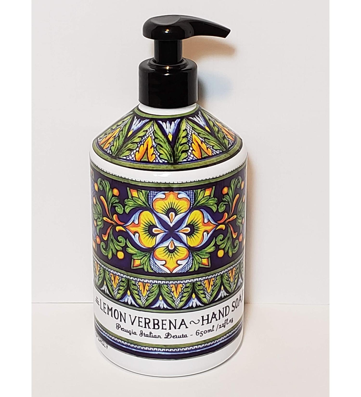 Deruta Perugia Italian Lemon Verbena Hand Soap - Perfect Kitchen Decor Soap - Organic Liquid Hand Soap with Italian Soap Dispenser - Bathroom or Kitchen 22 Fl. Oz Lemon Verbena 22 Fl Oz (Pack of 1)