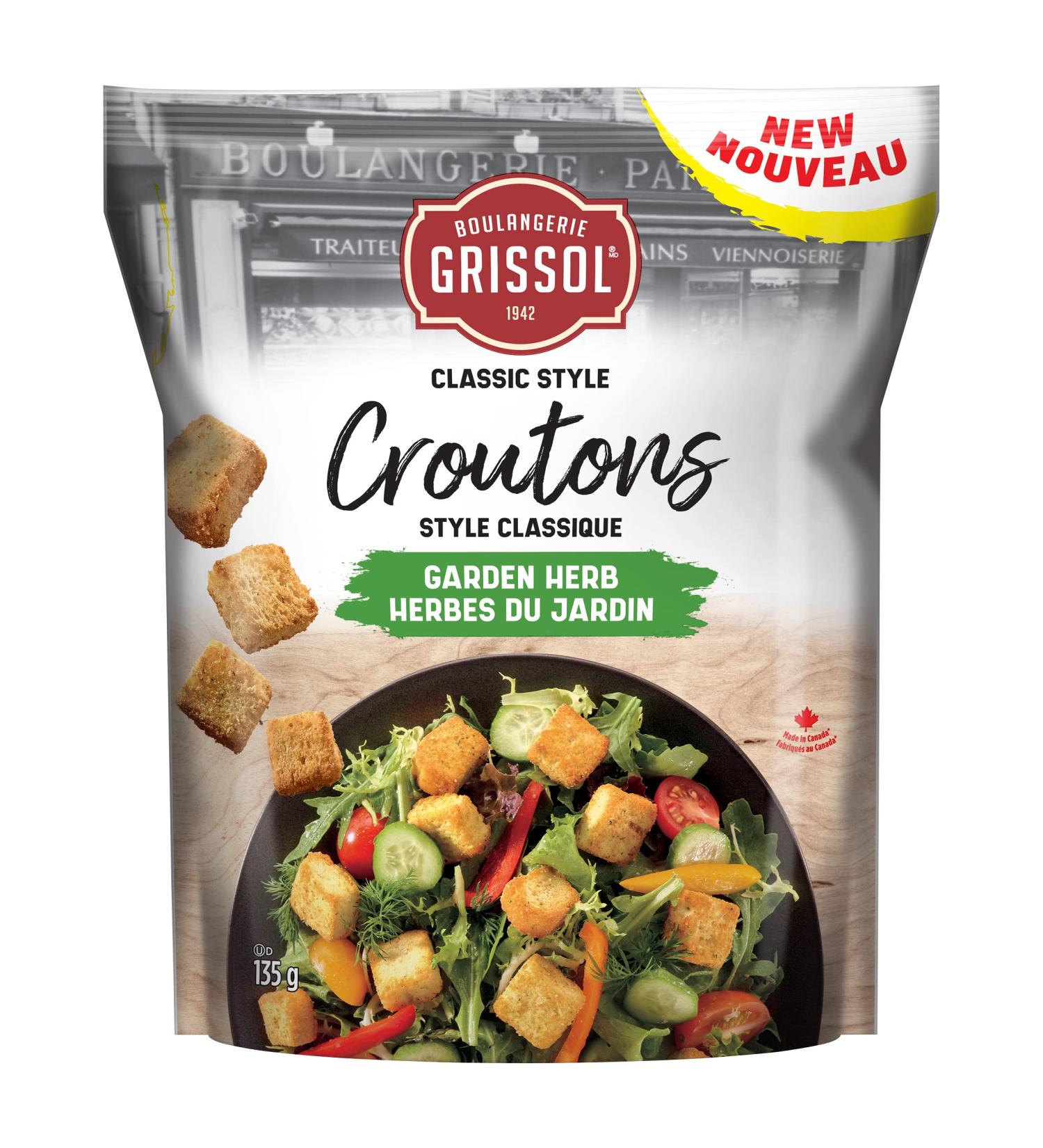 Boulangerie Grissol Croutons Classic Style Garden Herb - Add Delicious Flavour and Crunchy Texture to Your Salads and Soups 135g Unit Pack - Buy Online on GoSupps.com