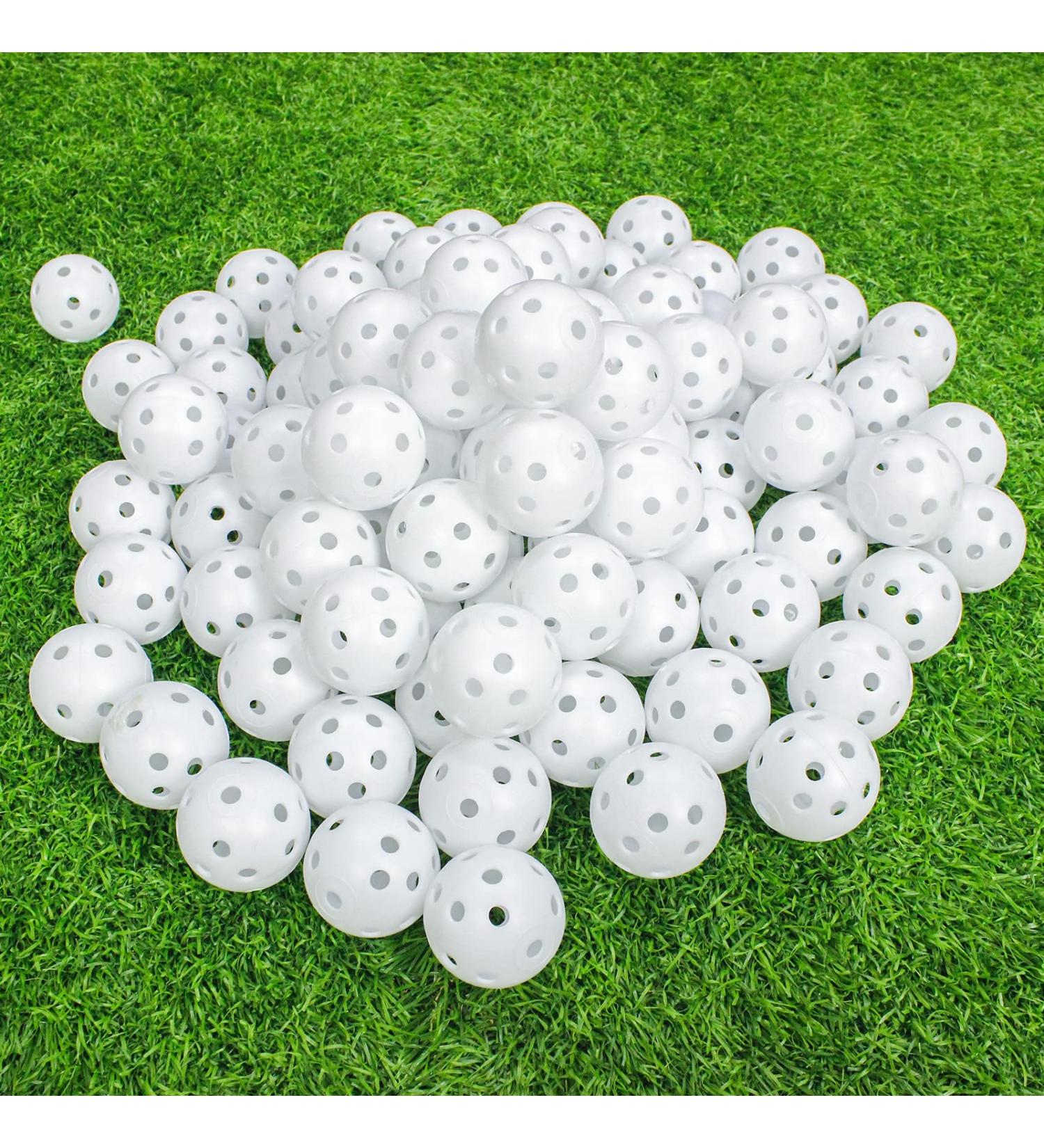 Kahuayi 100 Pack Practice Golf Balls - Airflow Hollow Plastic Balls for Driving Range & Swing Practice - White Pool Balls for Home Training - Buy Online on GoSupps.com