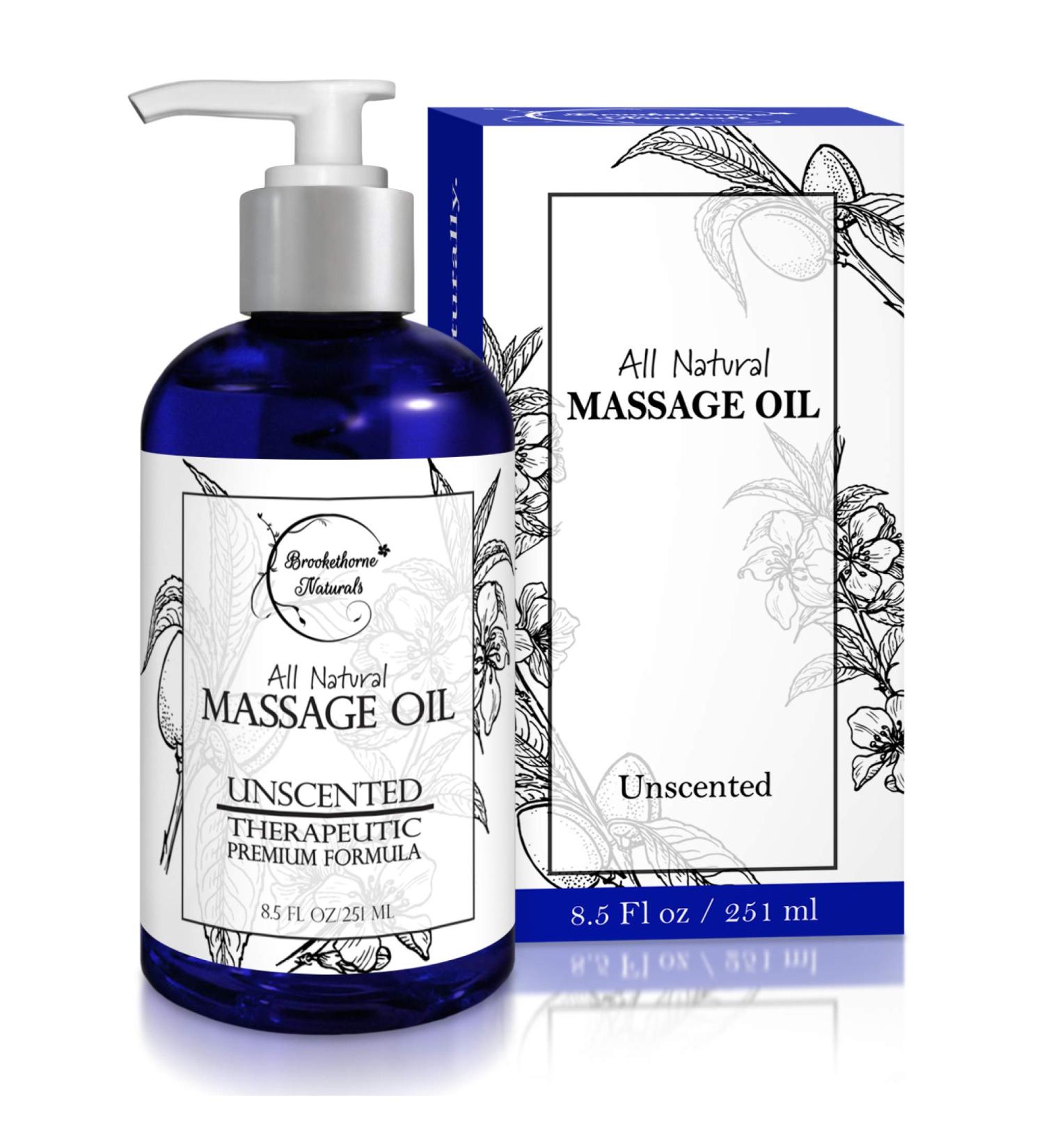 Unscented Massage Oil - 100% Natural Body Oil for Massage Therapy | Sweet Almond Grapeseed & Jojoba - Premium Carrier Oil for Aromatherapy | Brookethorne Naturals 8.5 Fl Oz - Buy Online on GoSupps.com
