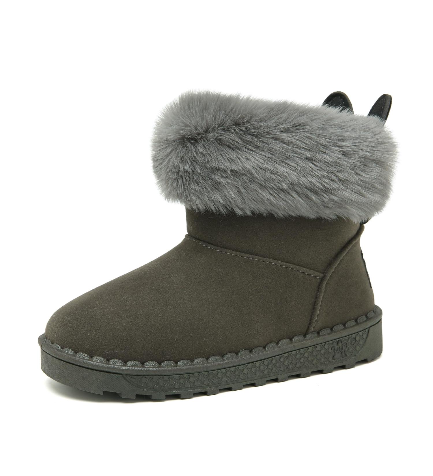 Yeeteepot Kids Winter Snow Boots - Boys & Girls Warm Anti-Slip Booties | 10 UK Child Size | Grey - Buy Online on GoSupps.com