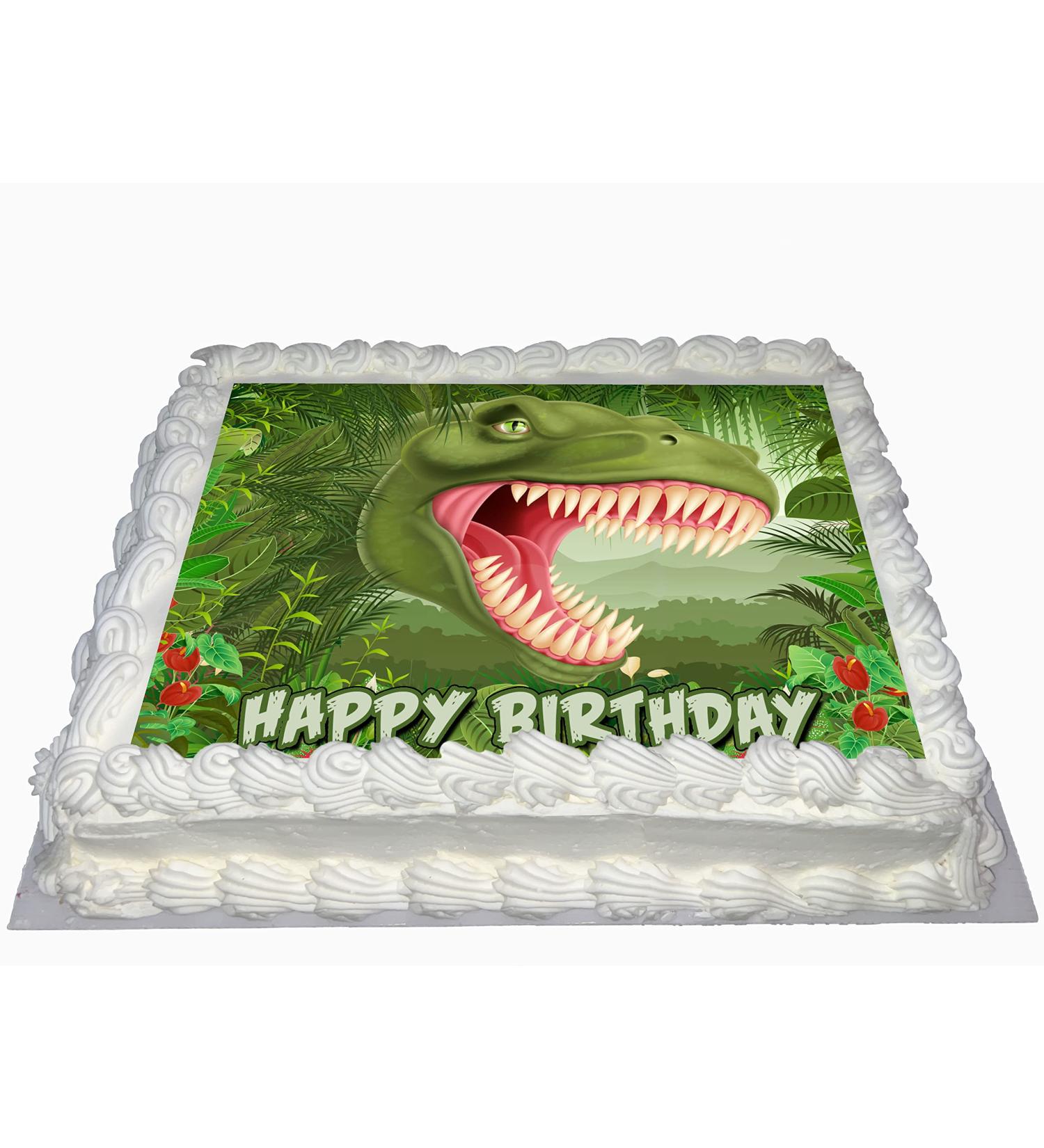 TREX DINOSAUR HAPPY BIRTHDAY PARTY EDIBLE ICING LARGE COSTCO CAKE TOPPER
