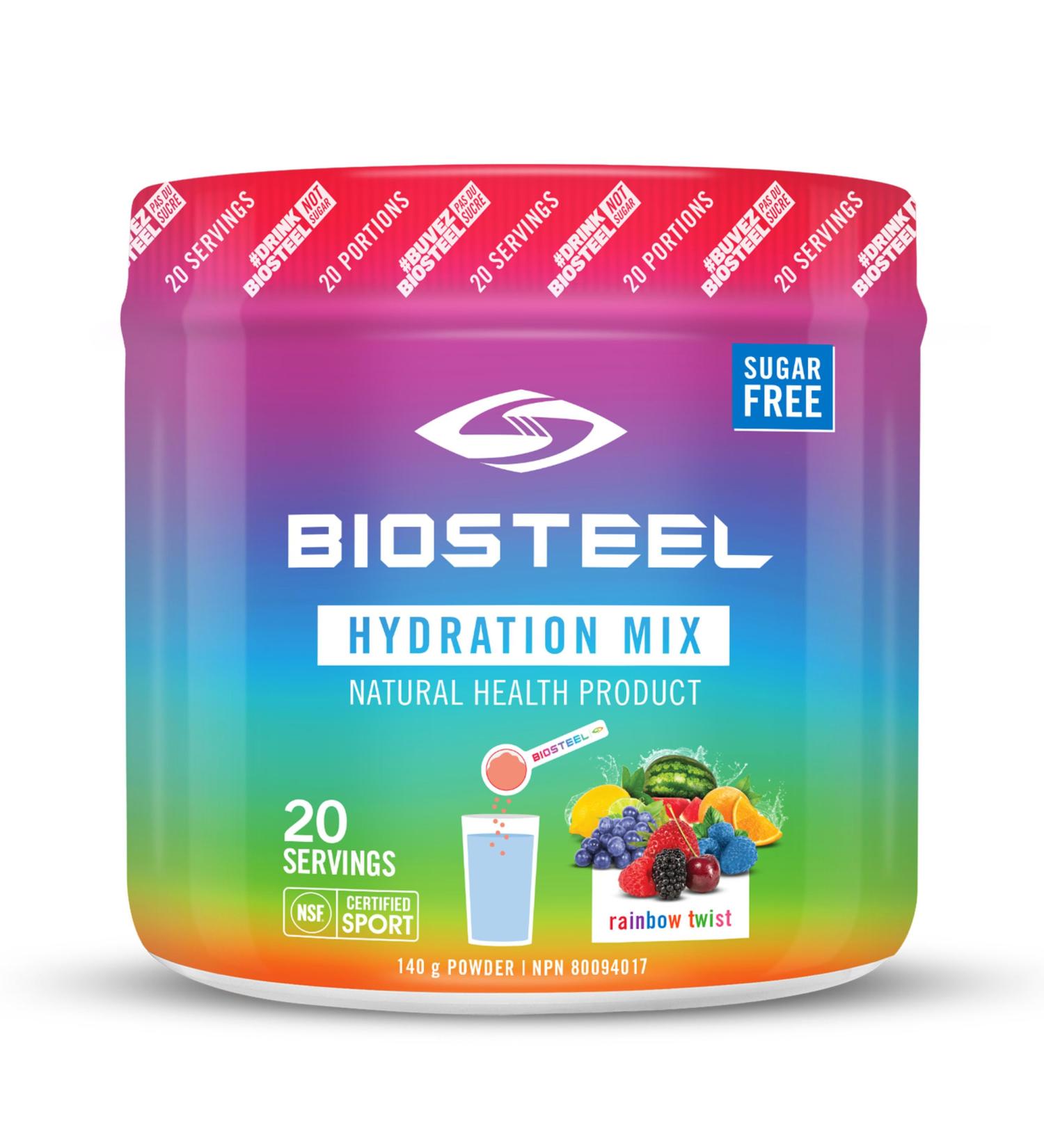 BioSteel Hydration Mix Great Tasting Hydration with Zero Sugar and No Artificial Flavours or Preservatives Rainbow Twist Flavour 20 Servings per Tub Rainbow Twist 20 Servings (Pack of 1) - Buy Online on GoSupps.com