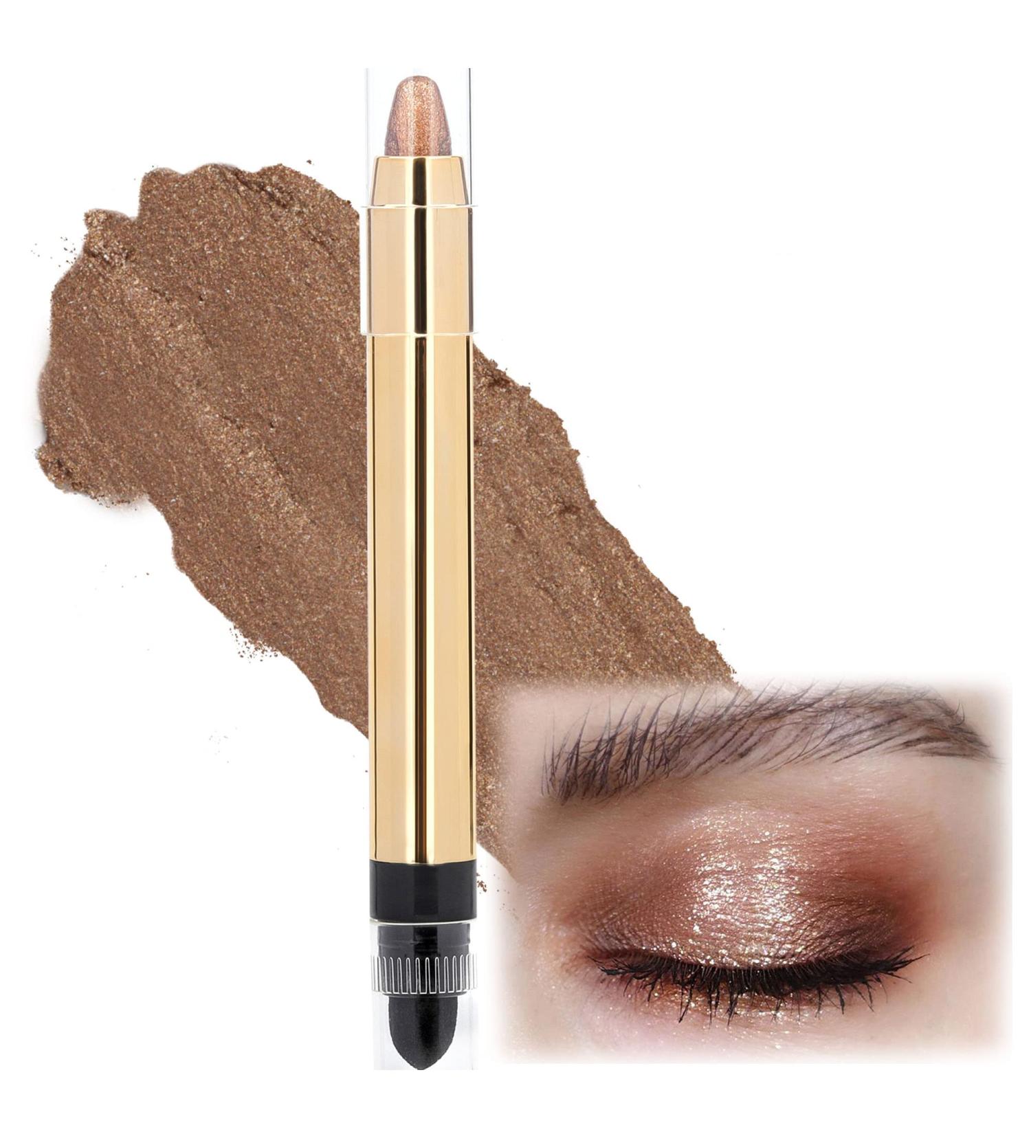 Fanxiton Shimmer Cream Brown Glitter Eyeshadow Stick - Waterproof & Long Lasting Eyeshadow Pencil with Brush Set - Buy Online on GoSupps.com
