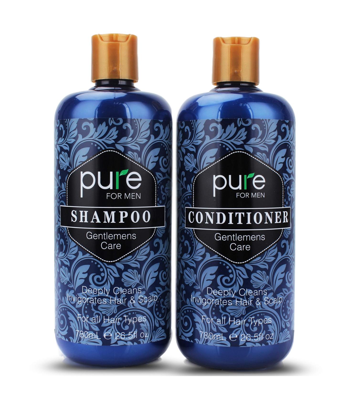 Natural Men's Shampoo & Conditioner Set for Daily Hair Care - Deep Cleansing, Itchy Scalp Care, Strengthening, Paraben & Sulfate Free - Buy Online on GoSupps.com