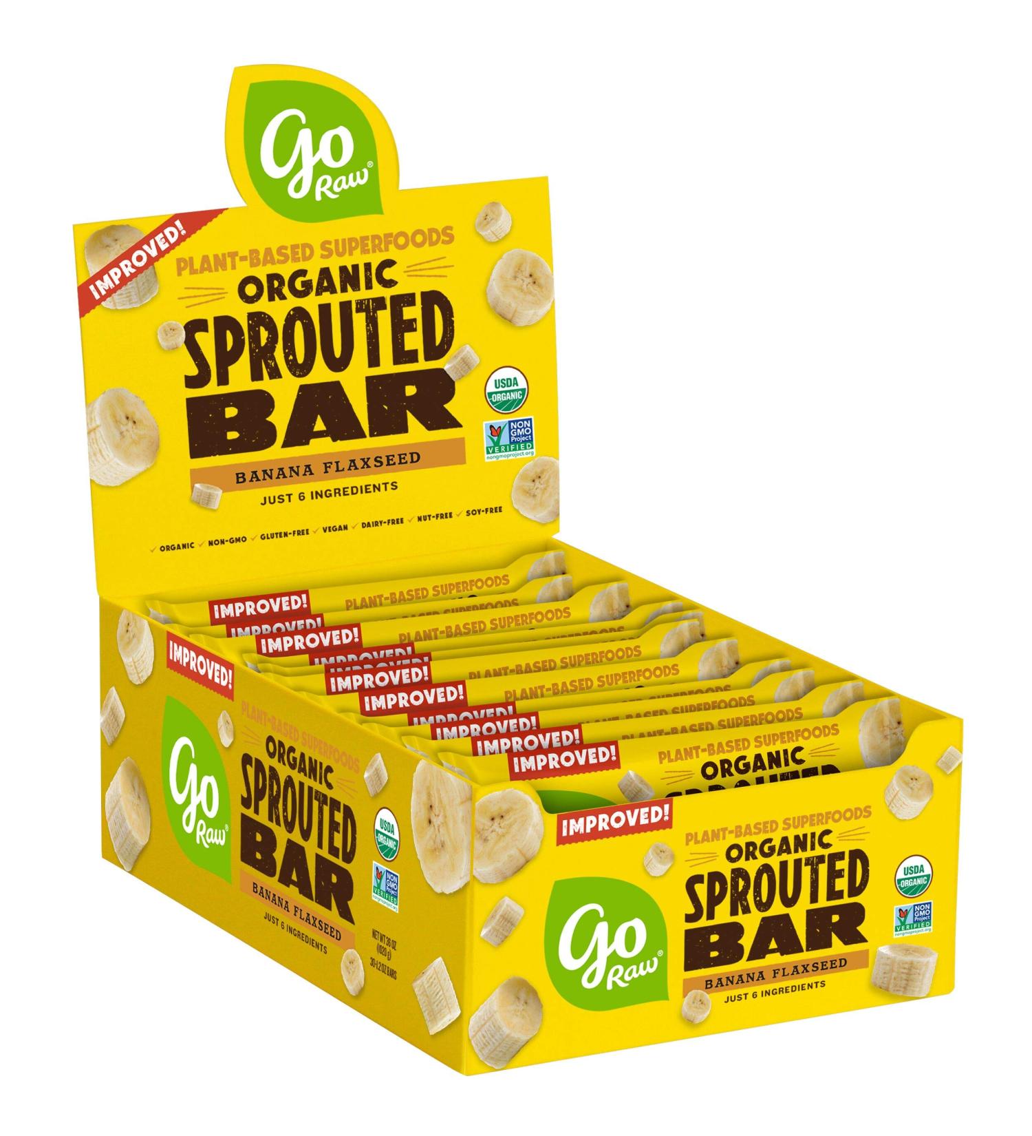 Go Raw Banana Flaxseed Seed Bars | Gluten Free Vegan Organic Superfood | 30 Large Bars - Buy Online on GoSupps.com