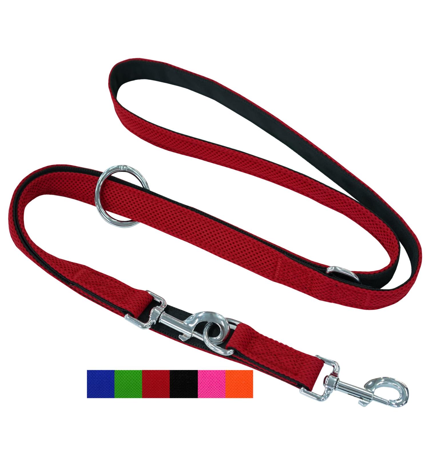Dey Premium Air Mesh Dog Leash 2m | 3-Way Adjustable | For Small to Large Dogs | Multiple Colors Available | Durable Puppy & Cat Leash | Red 2.5 x 200 cm - Buy Online on GoSupps.com
