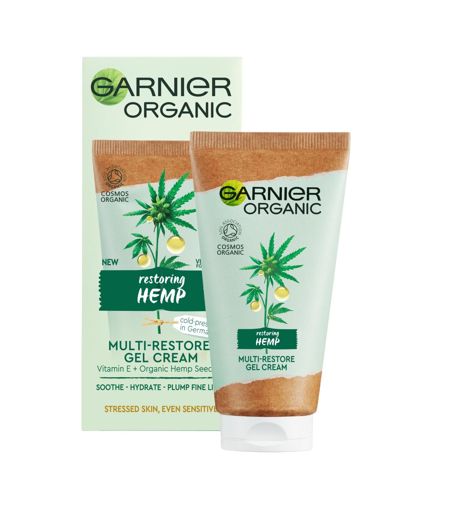 Garnier Organic Hemp Multi-Restore Gel Cream 50 ml Soothing & Hydrating Moisturiser for Stressed & Sensitive Skin Enriched with Vitamin E & Organic Hemp Seed Oil Day Cream - Buy Online on GoSupps.com