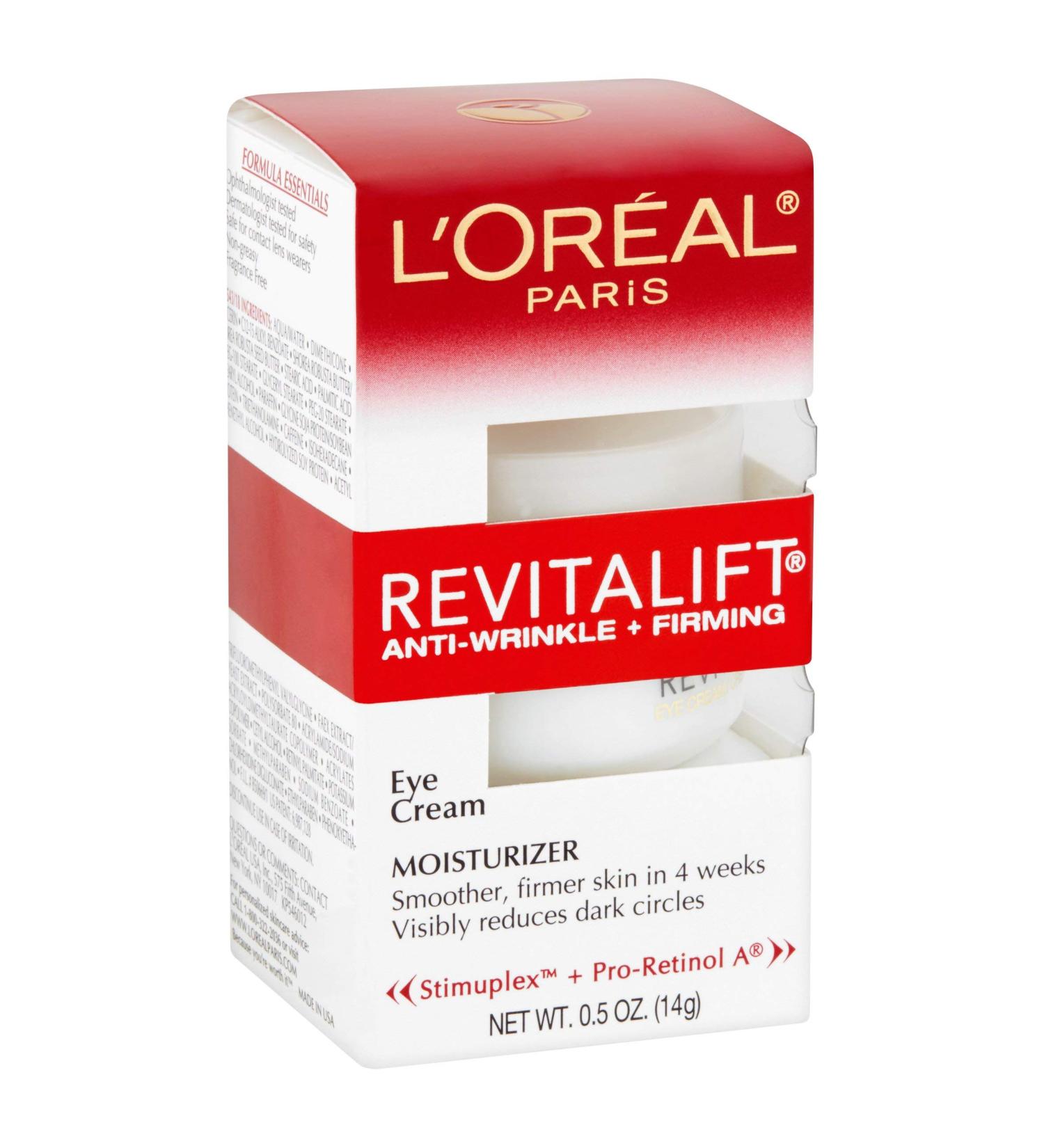 L'Oreal Paris Revitalift Anti-Wrinkle & Firming Eye Cream with Pro Retinol - Dark Circle Treatment, Fragrance-Free - 0.5 oz - Buy Online on GoSupps.com