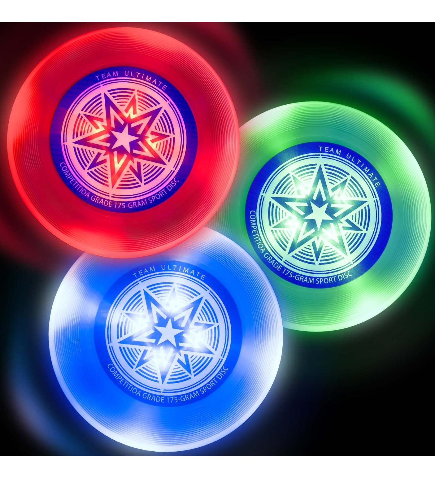 3-Piece LED Flying Disc Set | Glow in The Dark | 175g | 10.43 Inch | Easy to Throw | Ultimate Disc for Outdoor Games | Perfect for Camping, Beach, and Park | Great Gift for Adults - Buy Online on GoSupps.com
