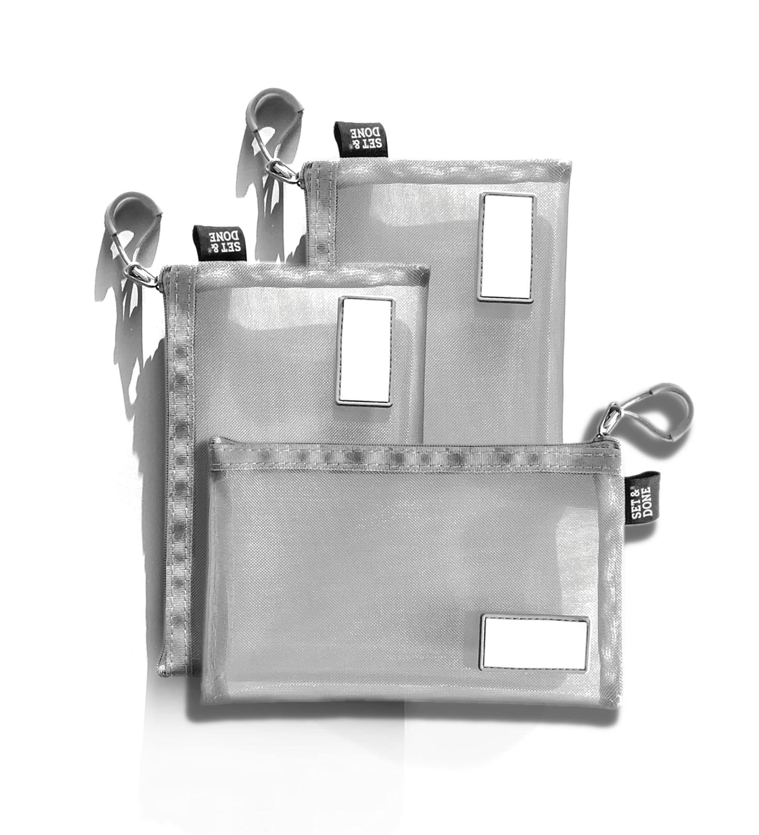 3pcs Gray Mesh Zipper Pouch Set - Ideal for Makeup Brushes, Accessories, Toiletries - Office & Travel Organizer - Buy Online on GoSupps.com