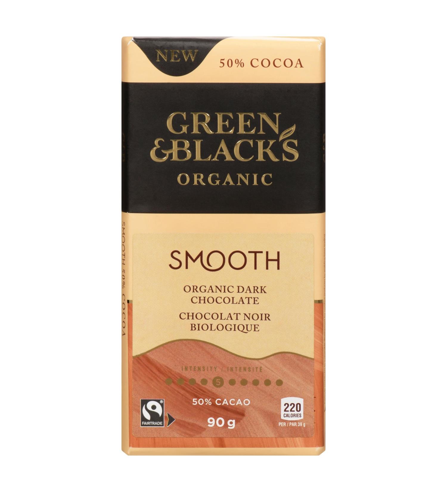 Green & Black's Organic Smooth Dark Chocolate 50% 90 GR - Buy Online on GoSupps.com