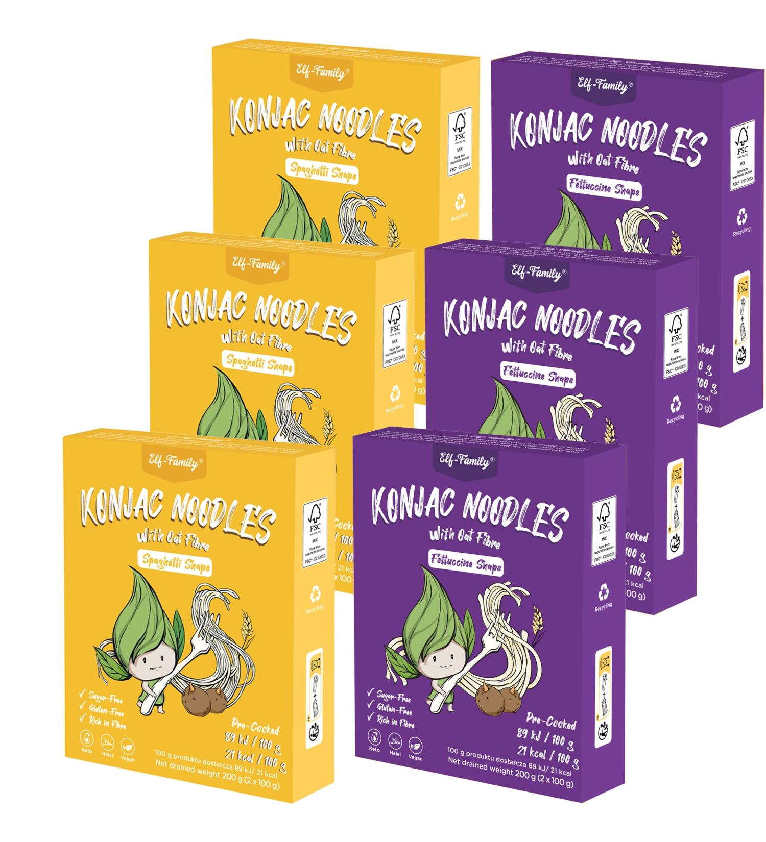 Buy Elf Family Premium Konjak Noodles - 90% Fewer Calories Vegan & Gluten-Free - 12 Pack Shirataki Instant Pasta Low Carb/Keto - 240g x 6 Boxes - Buy Online on GoSupps.com