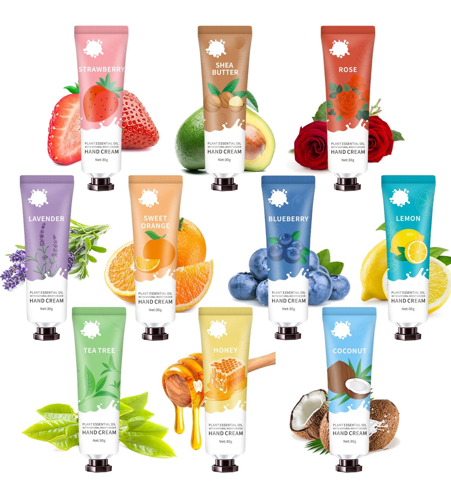 10 Pack Natural Hand Cream Gift Set - Moisturizing Lotion for Dry, Cracked Hands - Travel Size - Bulk Gifts for Women - Buy Online on GoSupps.com
